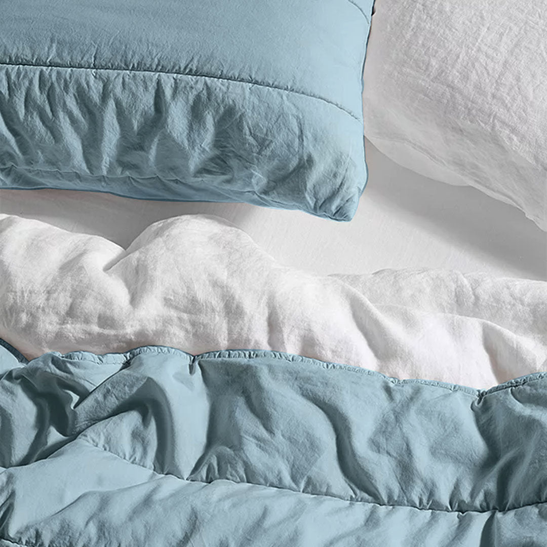 Broad Channel Stitch Linen Cotton Quilt Set - Lightweight Bedding-Bed Sheet-DECOROLALA
