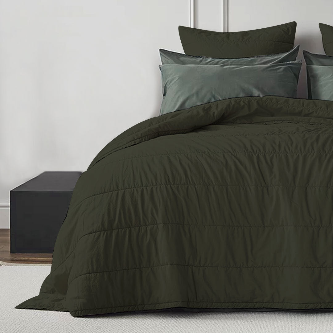 Broad Channel Stitch Pure Cotton Sateen Quilt Set-Bed Sheet-DECOROLALA