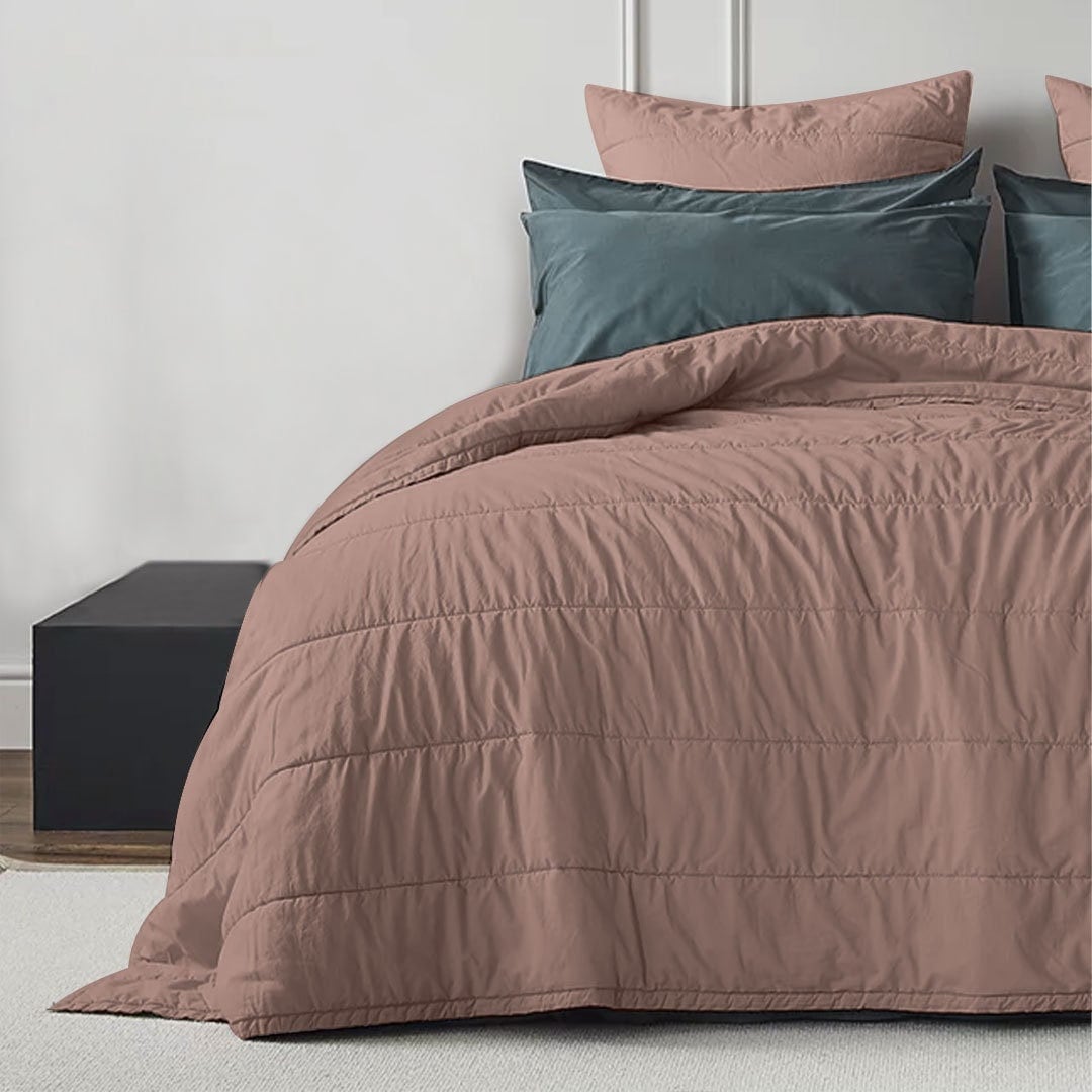Broad Channel Stitch Pure Cotton Sateen Quilt Set-Bed Sheet-DECOROLALA