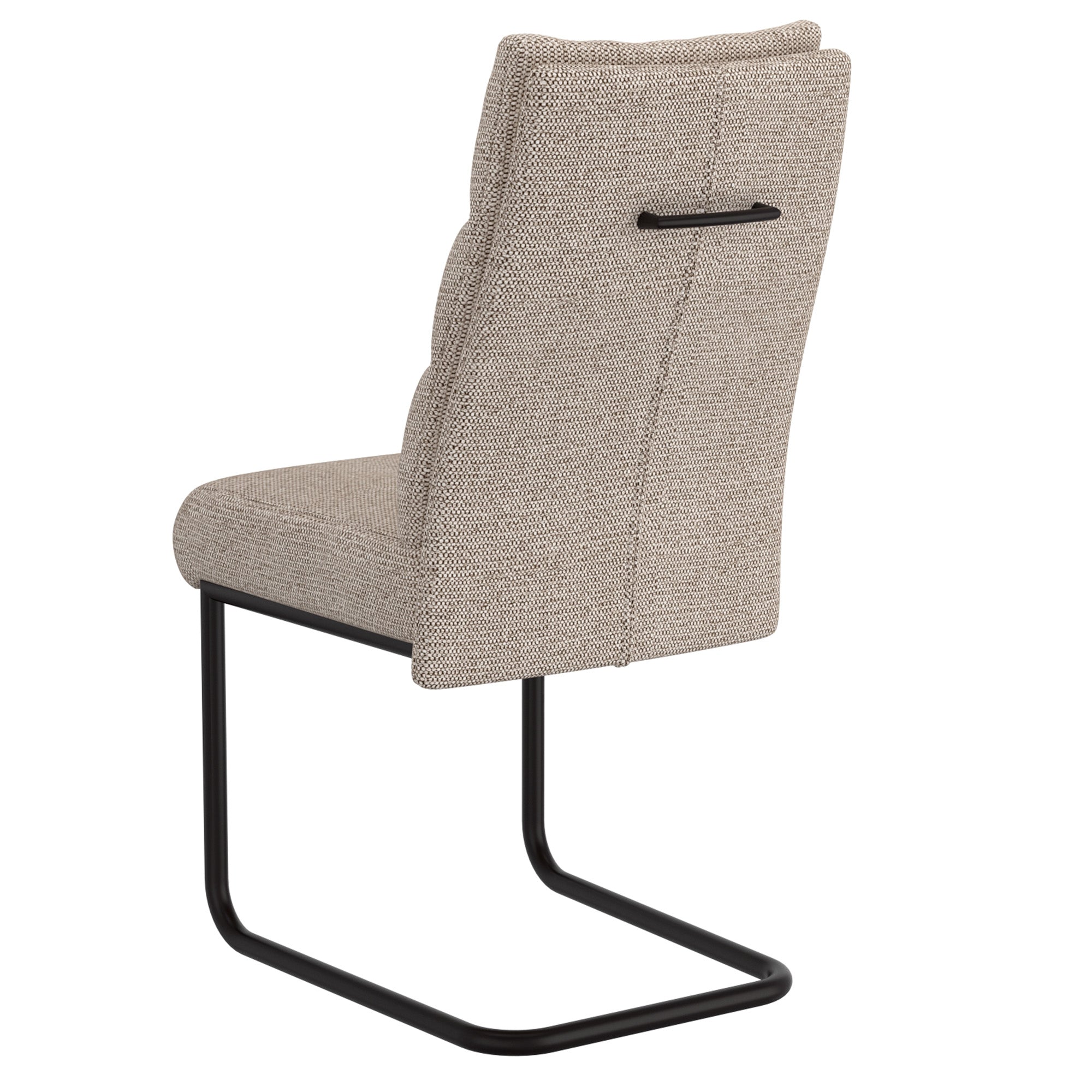 Brodi Dining Chair - Beige Textured Fabric with Metal Handle-DECOROLALA