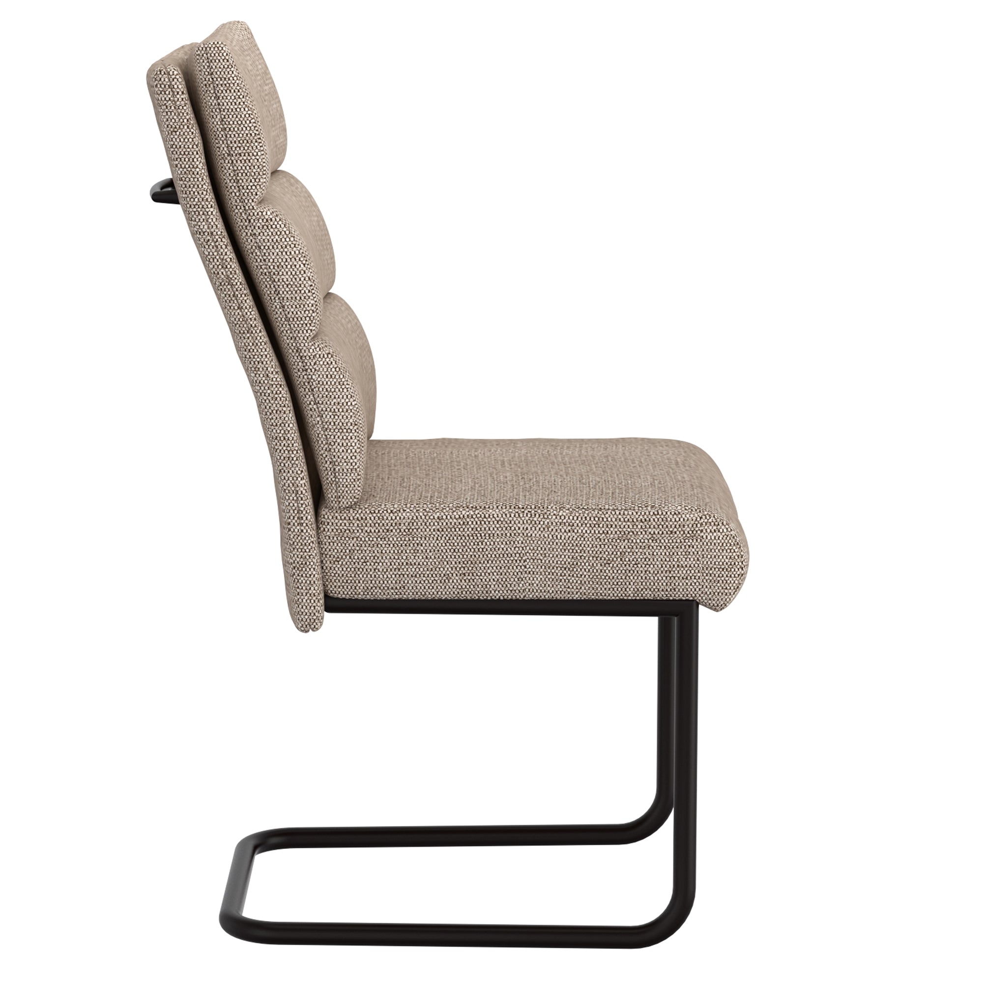Brodi Dining Chair - Beige Textured Fabric with Metal Handle-DECOROLALA