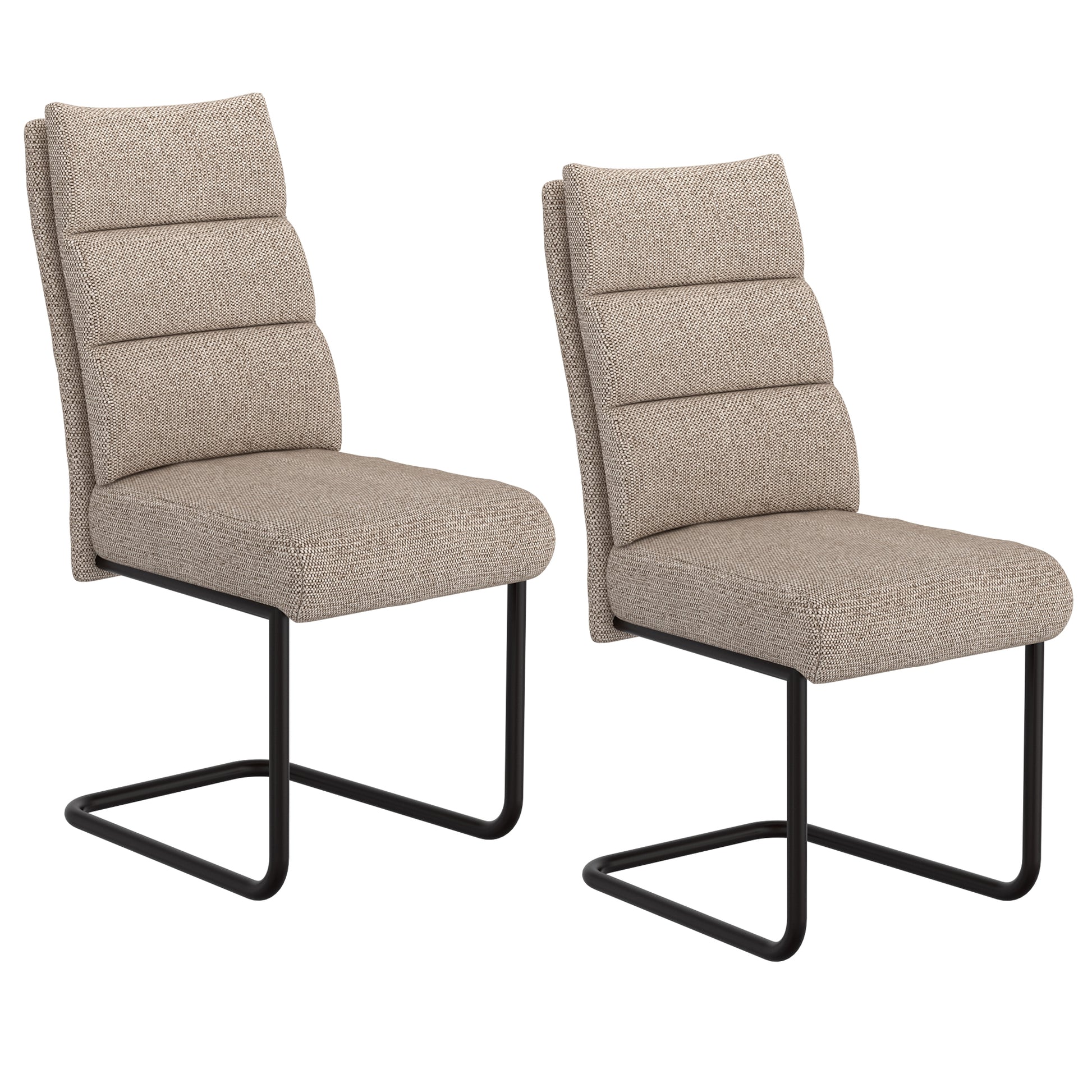 Brodi Dining Chair - Beige Textured Fabric with Metal Handle-DECOROLALA