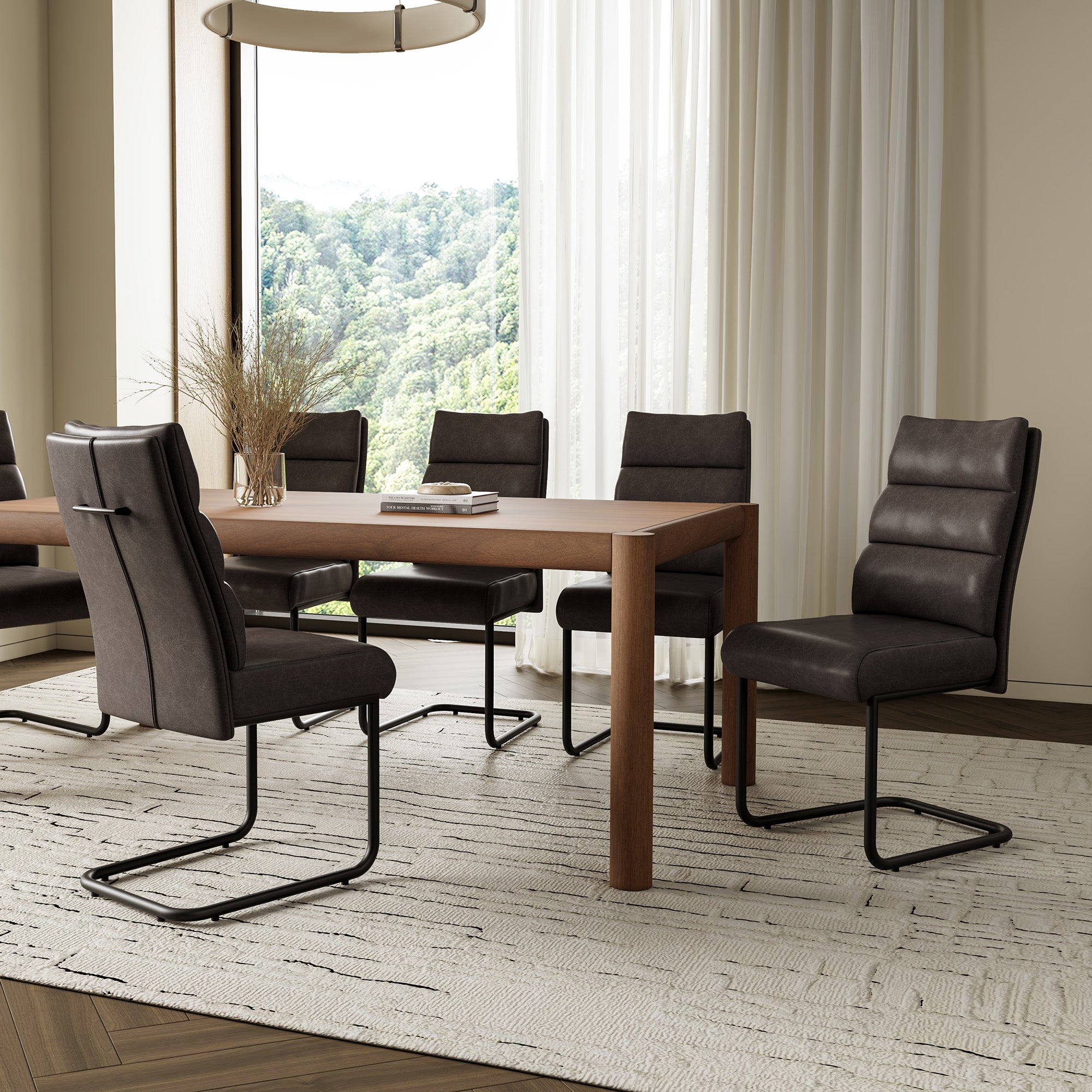 Brodi Dining Chair - Charcoal Faux Leather High Back-DECOROLALA