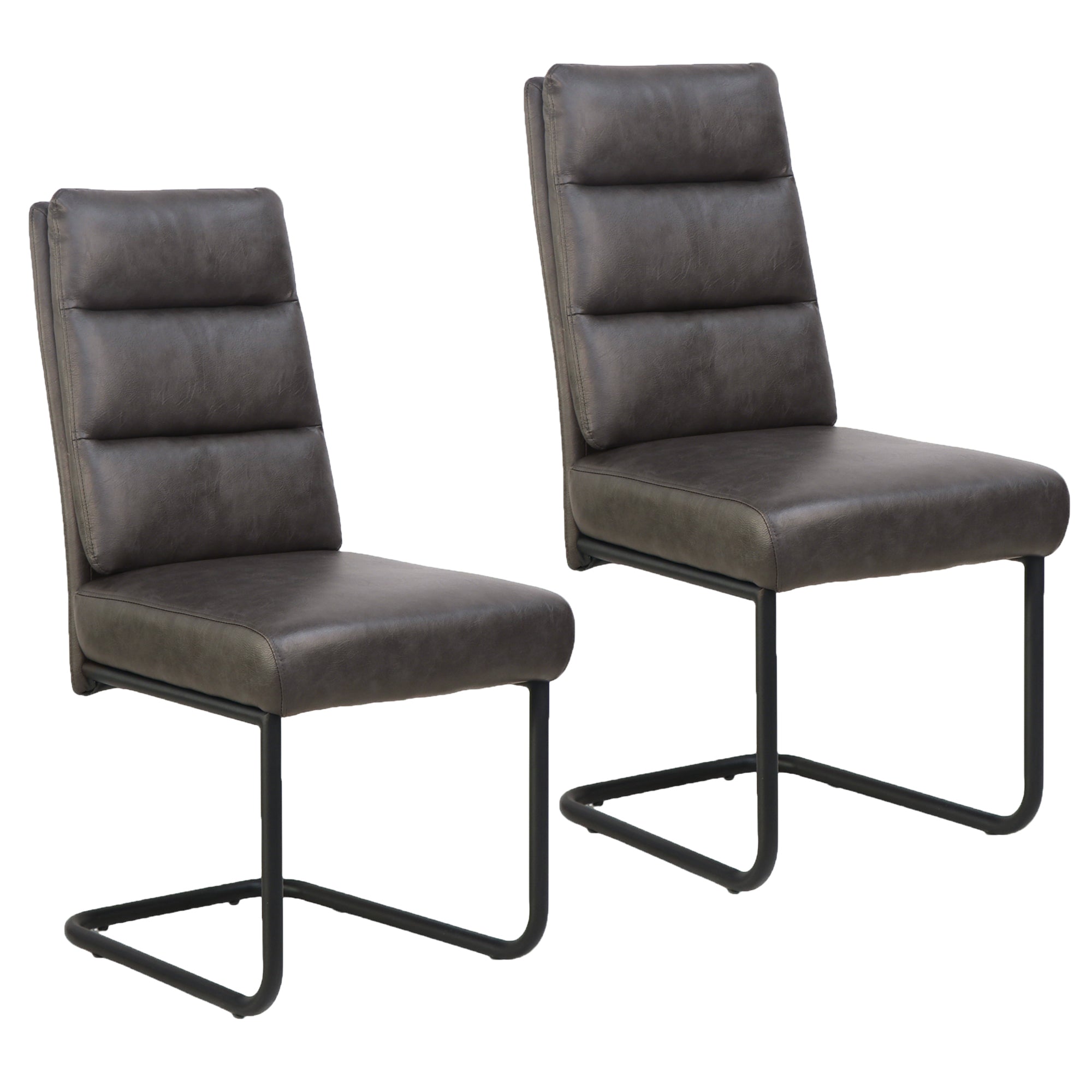 Brodi Dining Chair - Charcoal Faux Leather High Back-DECOROLALA