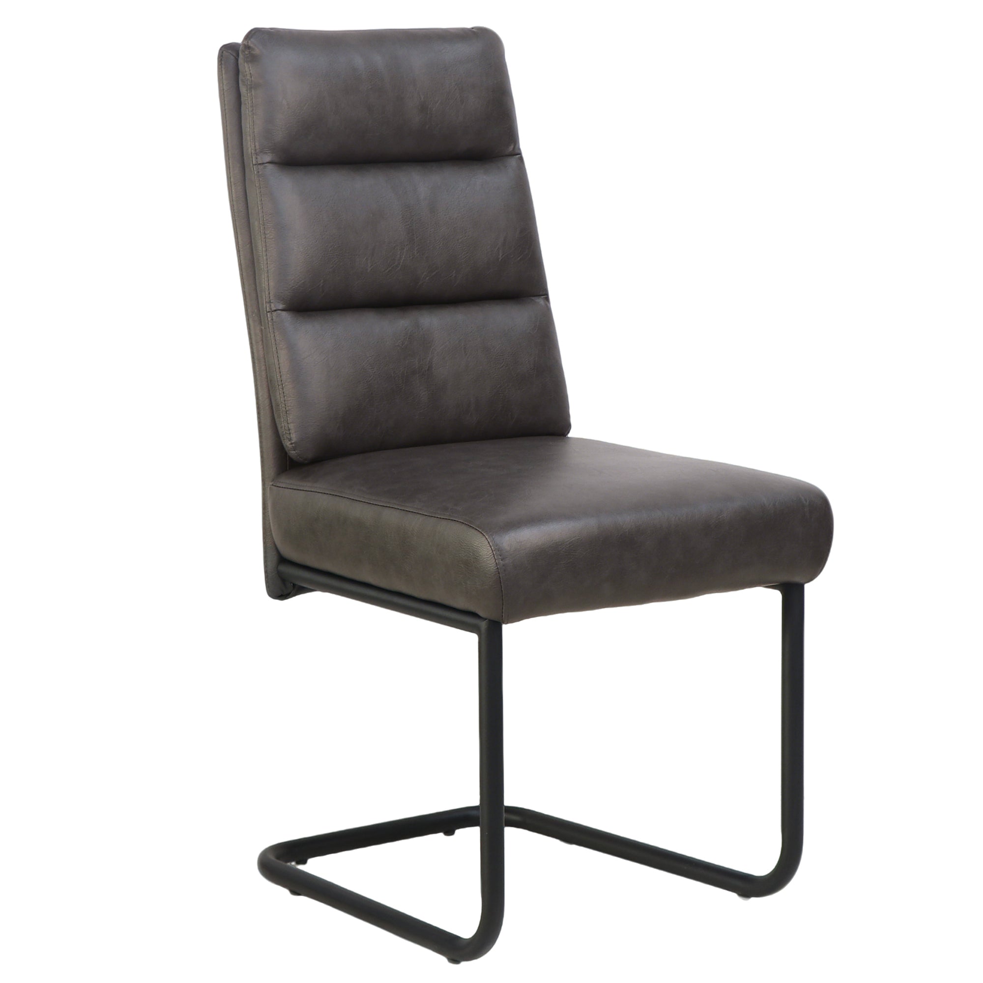 Brodi Dining Chair - Charcoal Faux Leather High Back-DECOROLALA