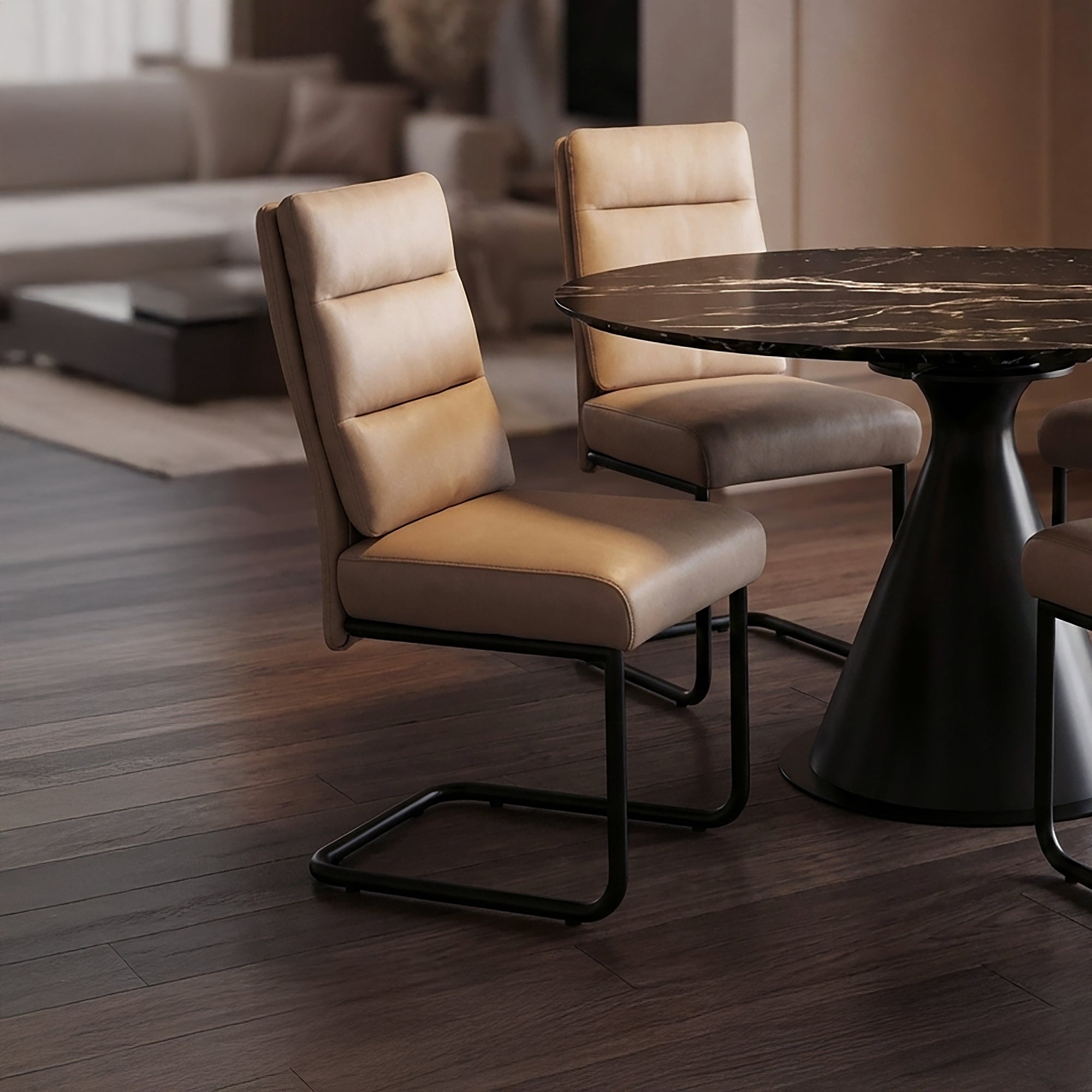 Brodi Dining Chair - Mushroom Textured Faux Leather-DECOROLALA