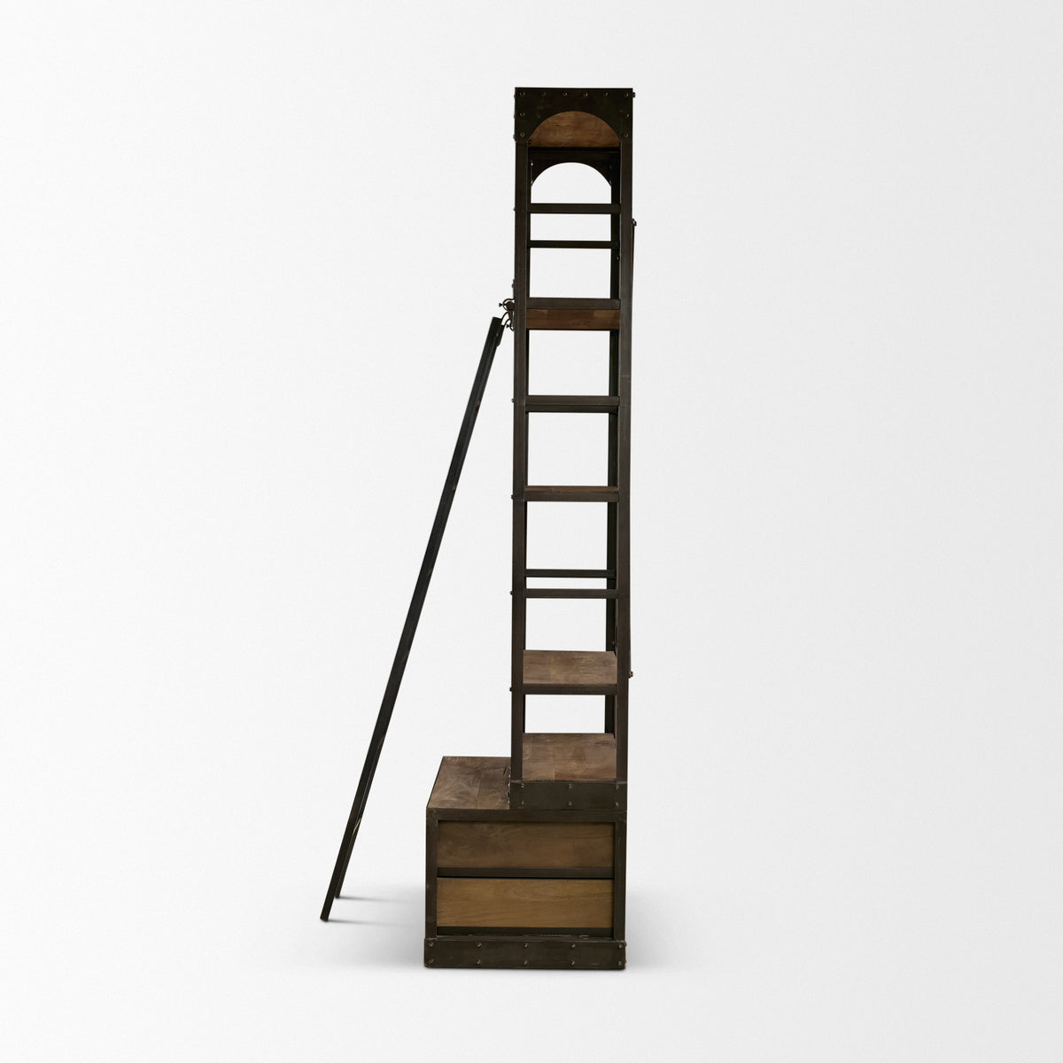 Brodie III 32L x 22W x 94H Medium Brown Wood Accent Four Shelf Shelving Unit-Shelving-DECOROLALA