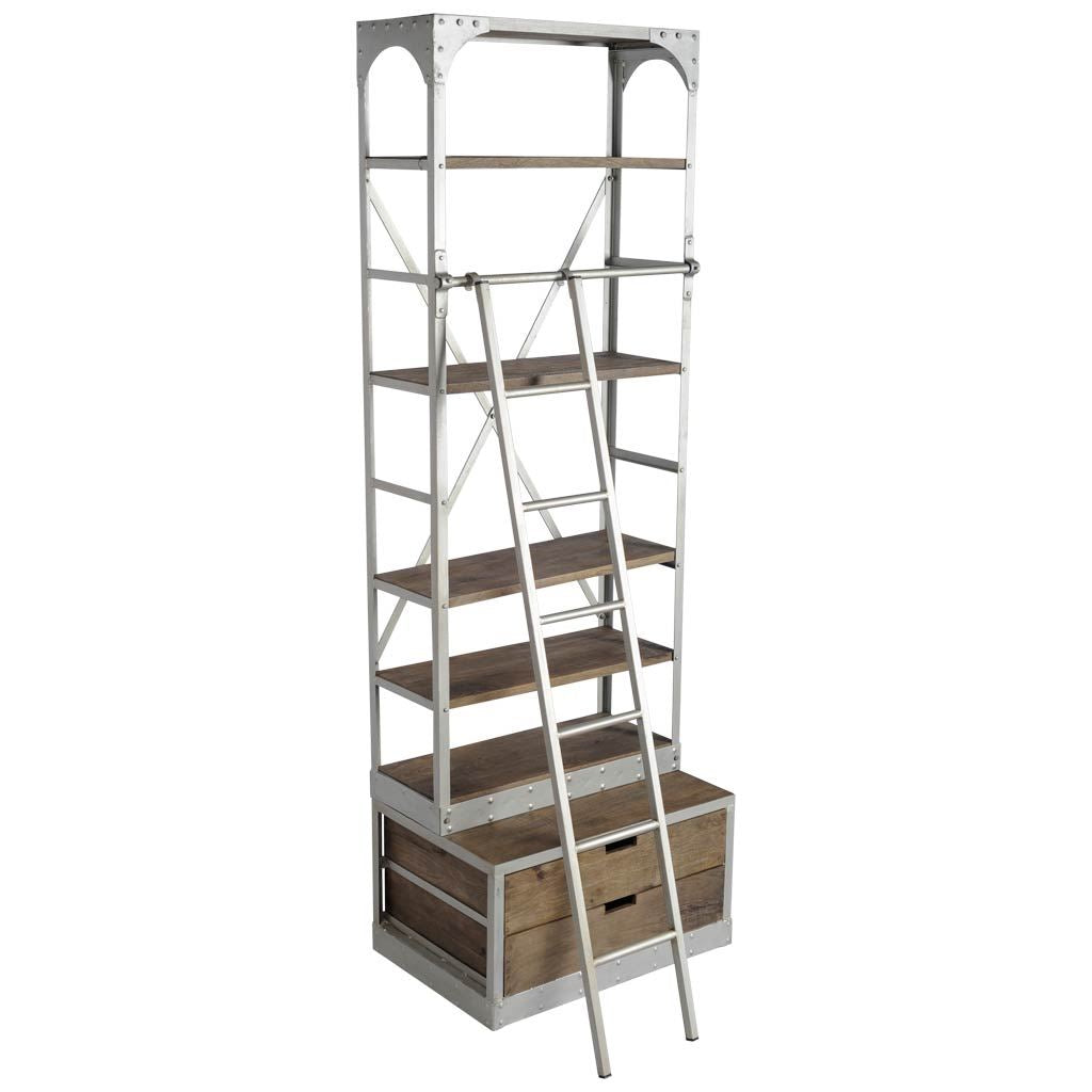 Brodie III 32L x 22W x 94H Medium Brown Wood Accent Four Shelf Shelving Unit-Shelving-DECOROLALA