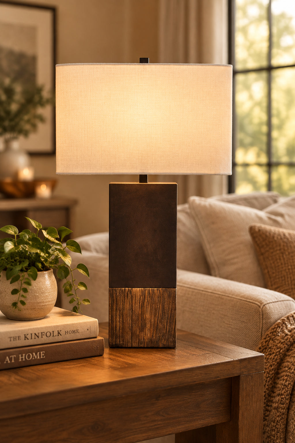 Broma 30" Table Lamp, Brown Wood-Table Lamp-DECOROLALA