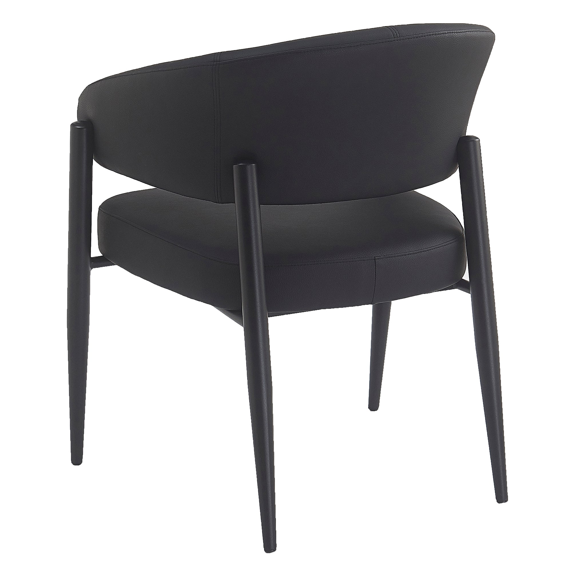 Bronson Dining Chair - Black Faux Leather Textured Upholstery-DECOROLALA