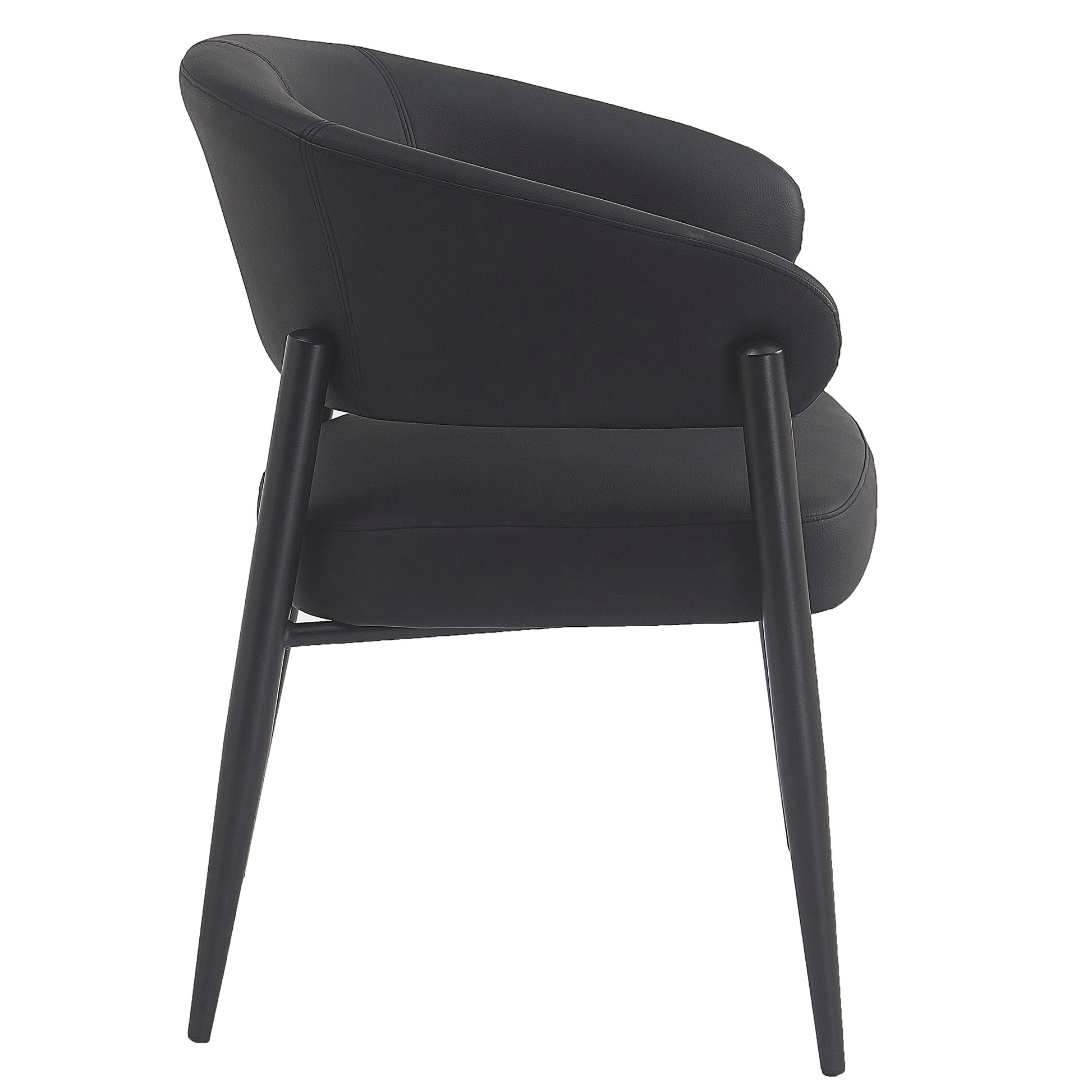 Bronson Dining Chair - Black Faux Leather Textured Upholstery-DECOROLALA