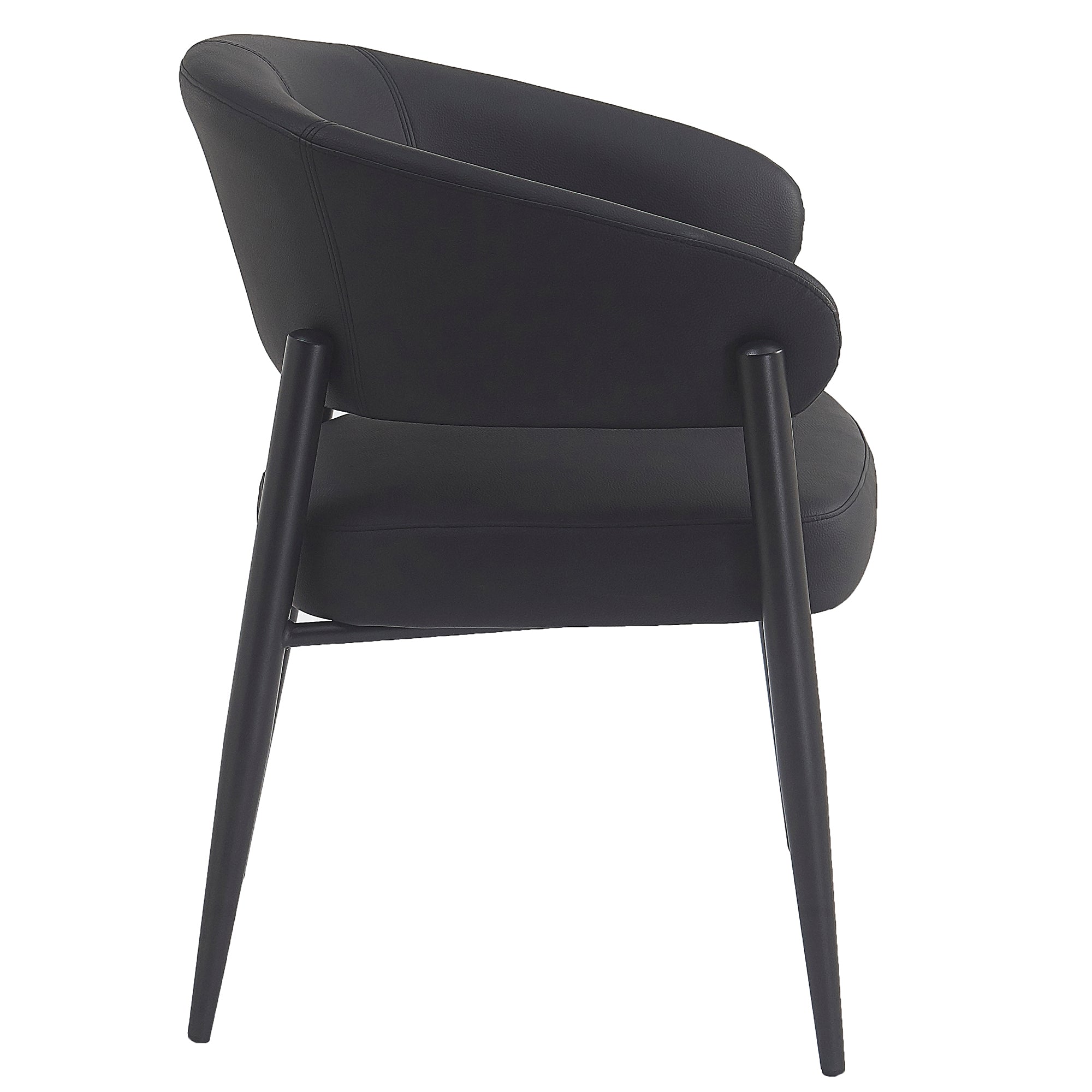 Bronson Dining Chair - Black Faux Leather Textured Upholstery-DECOROLALA