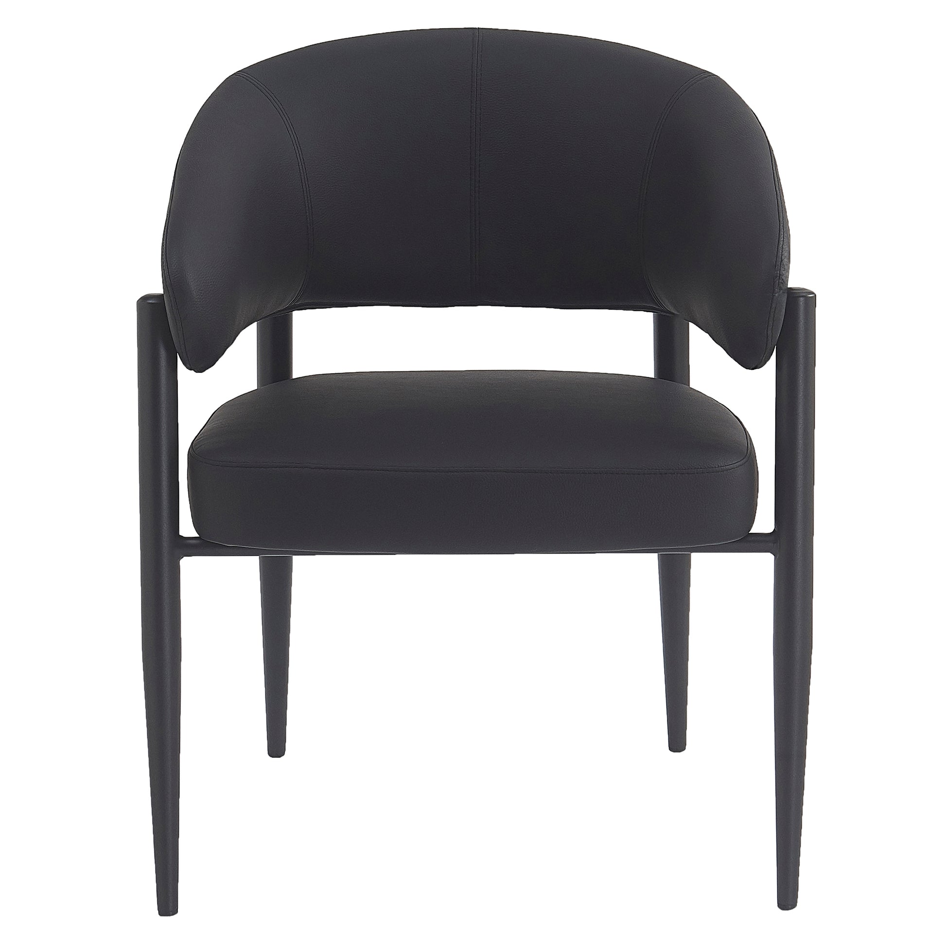 Bronson Dining Chair - Black Faux Leather Textured Upholstery-DECOROLALA