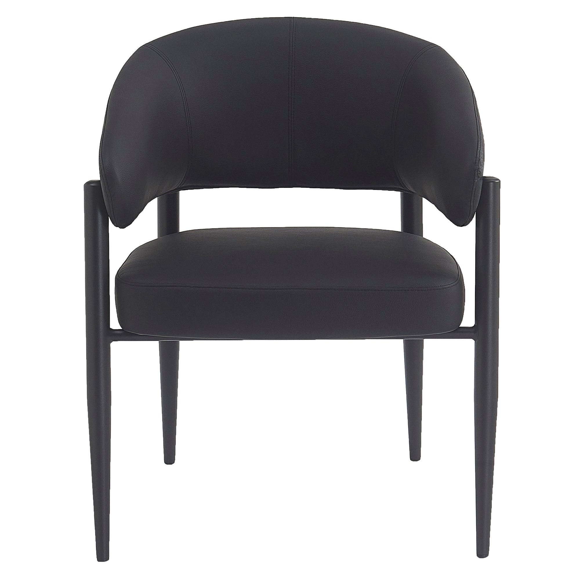 Bronson Dining Chair - Black Faux Leather Textured Upholstery-DECOROLALA