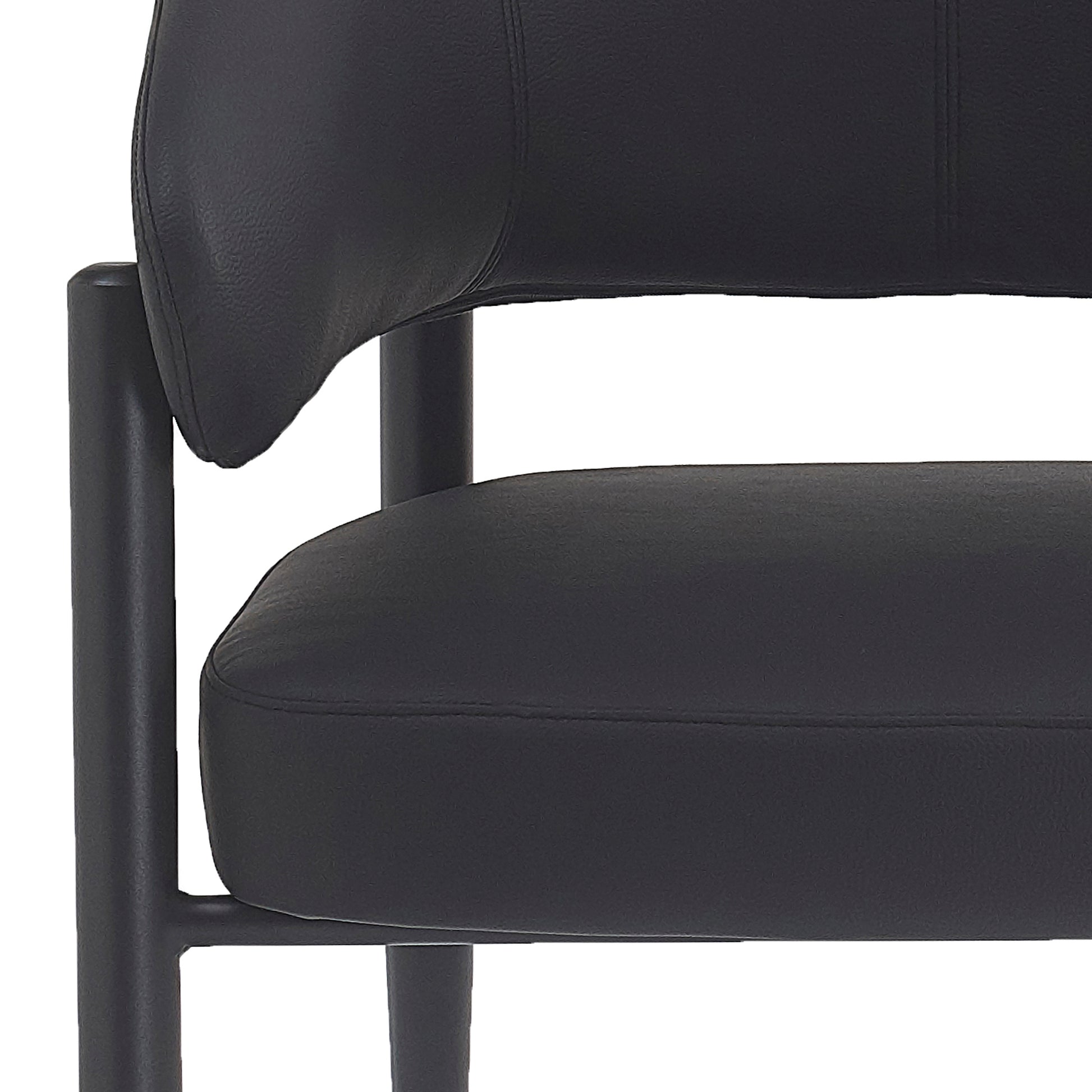 Bronson Dining Chair - Black Faux Leather Textured Upholstery-DECOROLALA