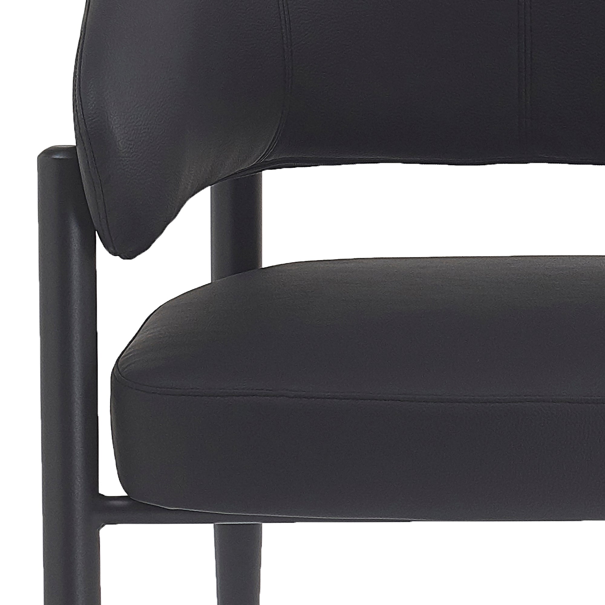 Bronson Dining Chair - Black Faux Leather Textured Upholstery-DECOROLALA