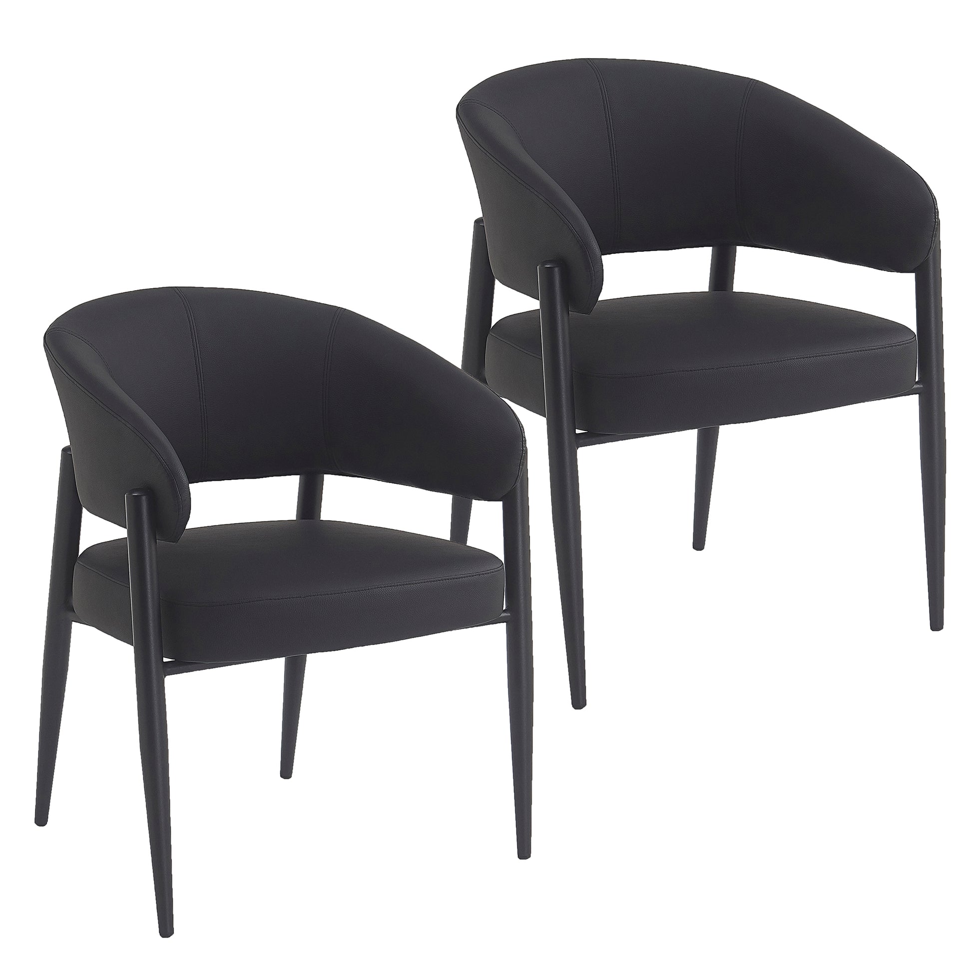 Bronson Dining Chair - Black Faux Leather Textured Upholstery-DECOROLALA