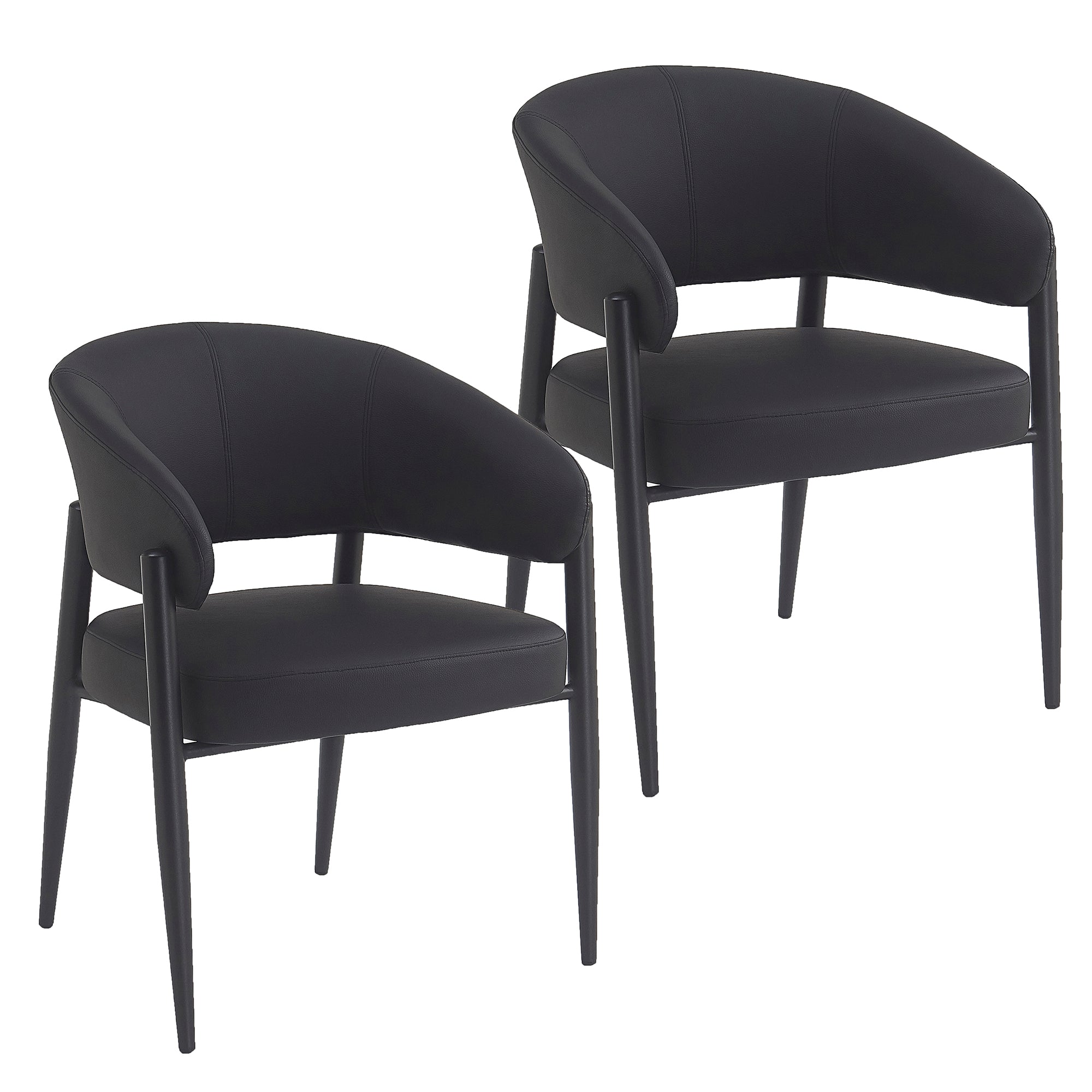 Bronson Dining Chair - Black Faux Leather Textured Upholstery-DECOROLALA