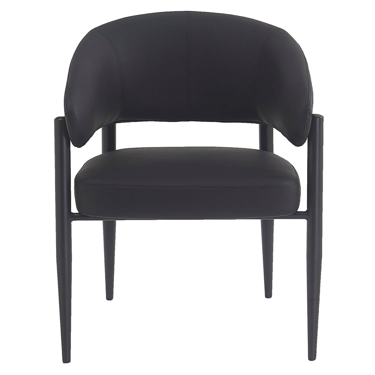 Bronson Dining Chair - Black Faux Leather Textured Upholstery-Dining Chairs-DECOROLALA
