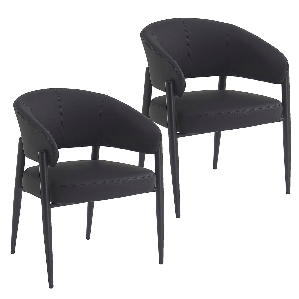 Bronson Dining Chair - Black Faux Leather Textured Upholstery-Dining Chairs-DECOROLALA