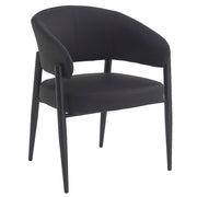 Bronson Dining Chair - Black Faux Leather Textured Upholstery-DECOROLALA