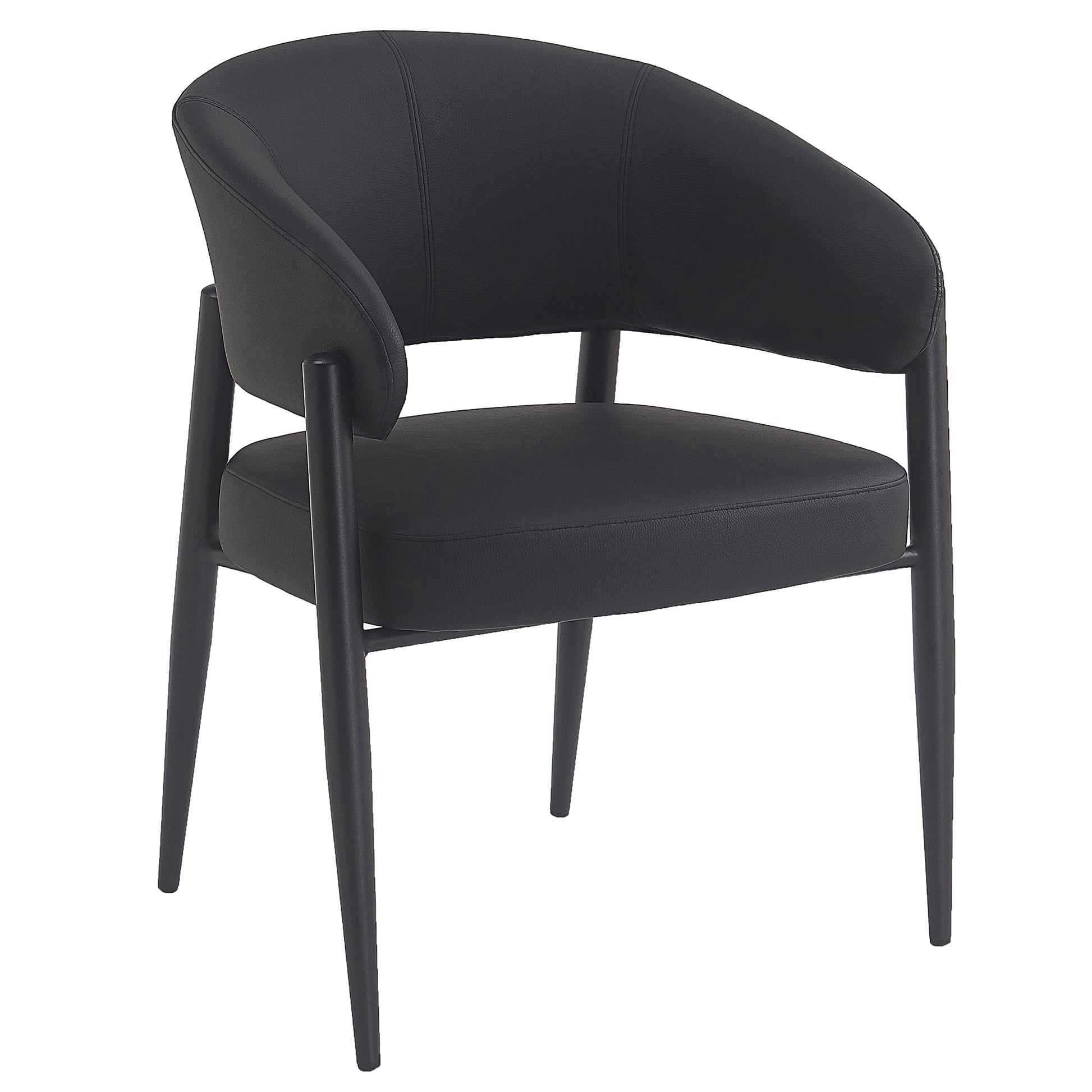 Bronson Dining Chair - Black Faux Leather Textured Upholstery-DECOROLALA
