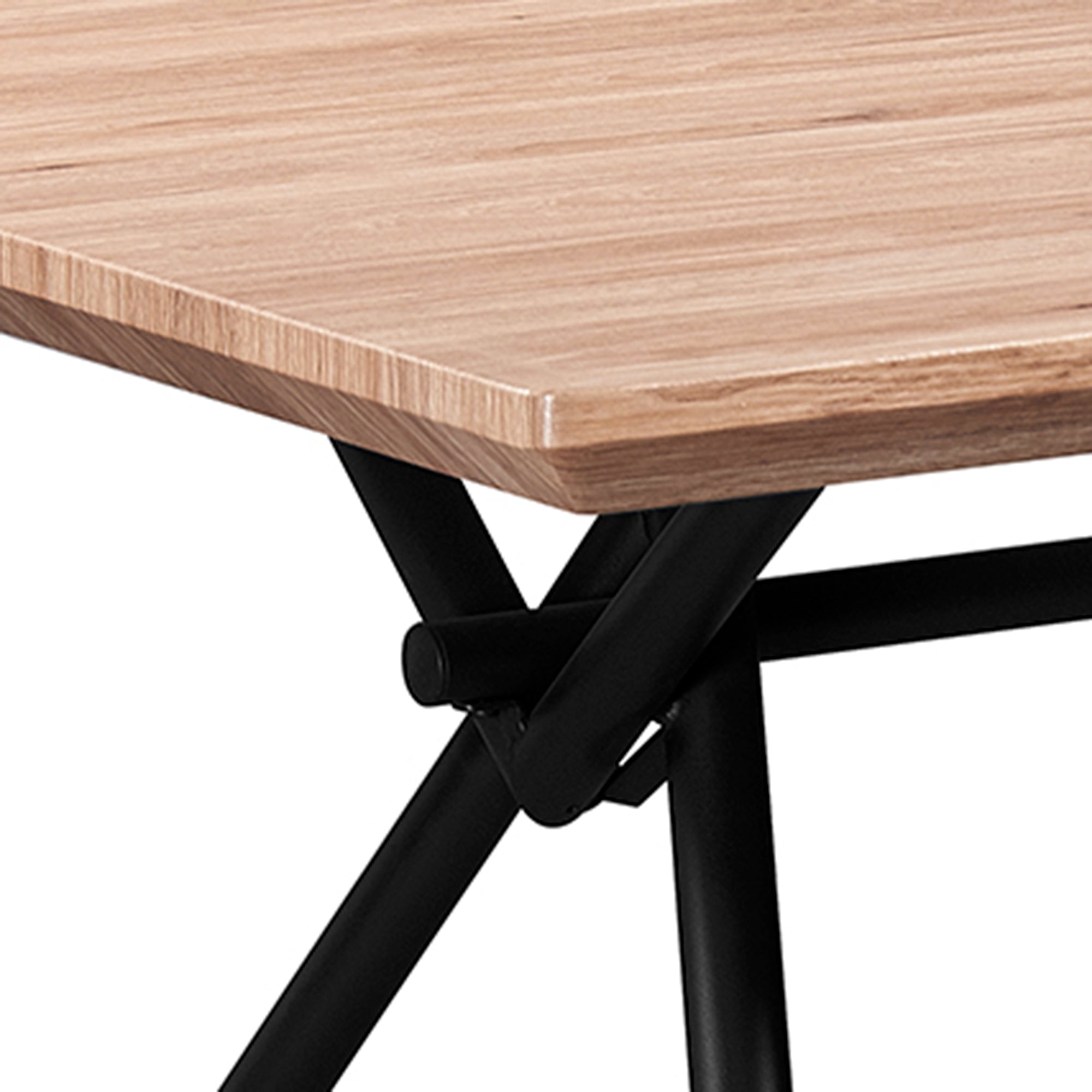 Bronx Dining Table - Natural Wood Grain with Black Metal Base-DECOROLALA