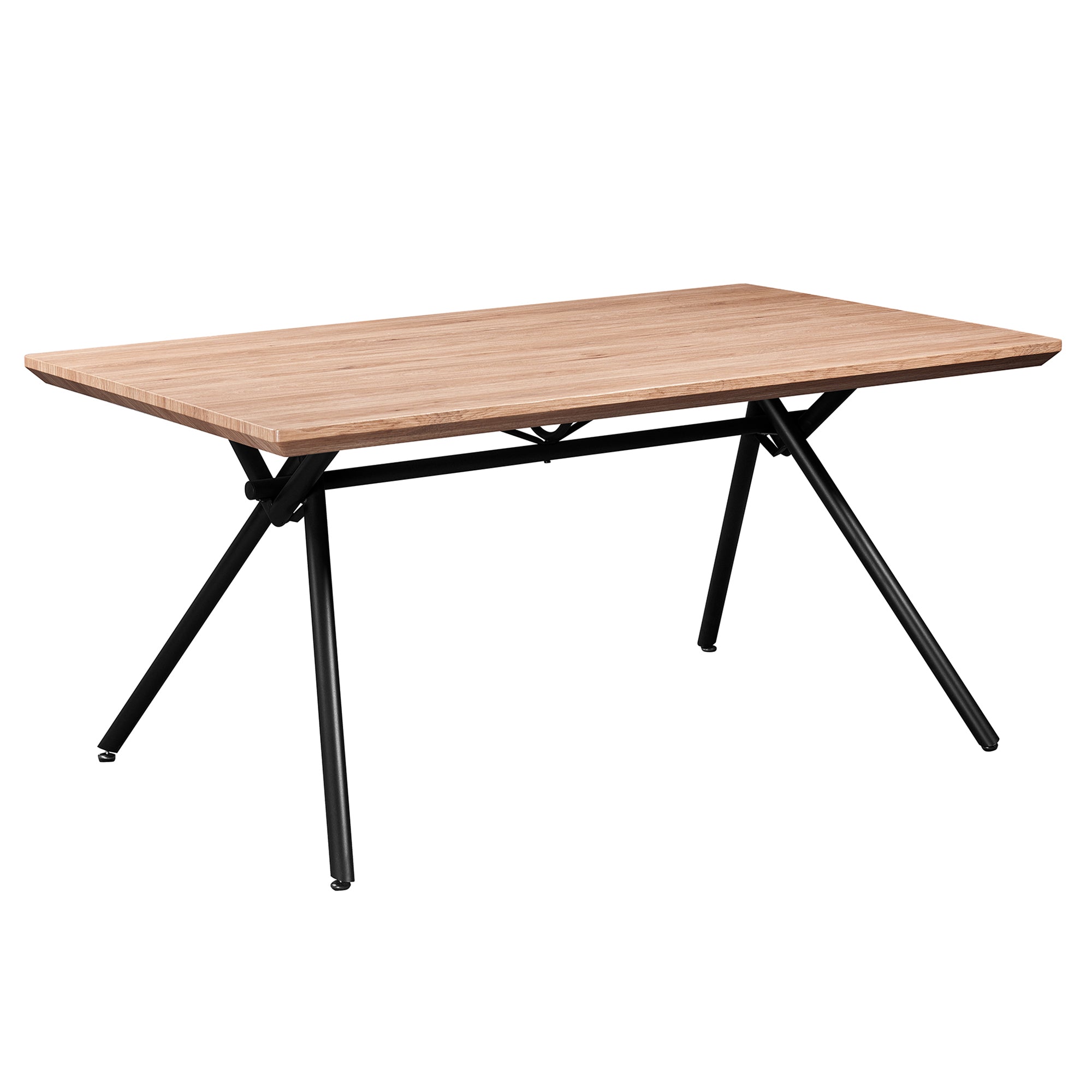 Bronx Dining Table - Natural Wood Grain with Black Metal Base-DECOROLALA