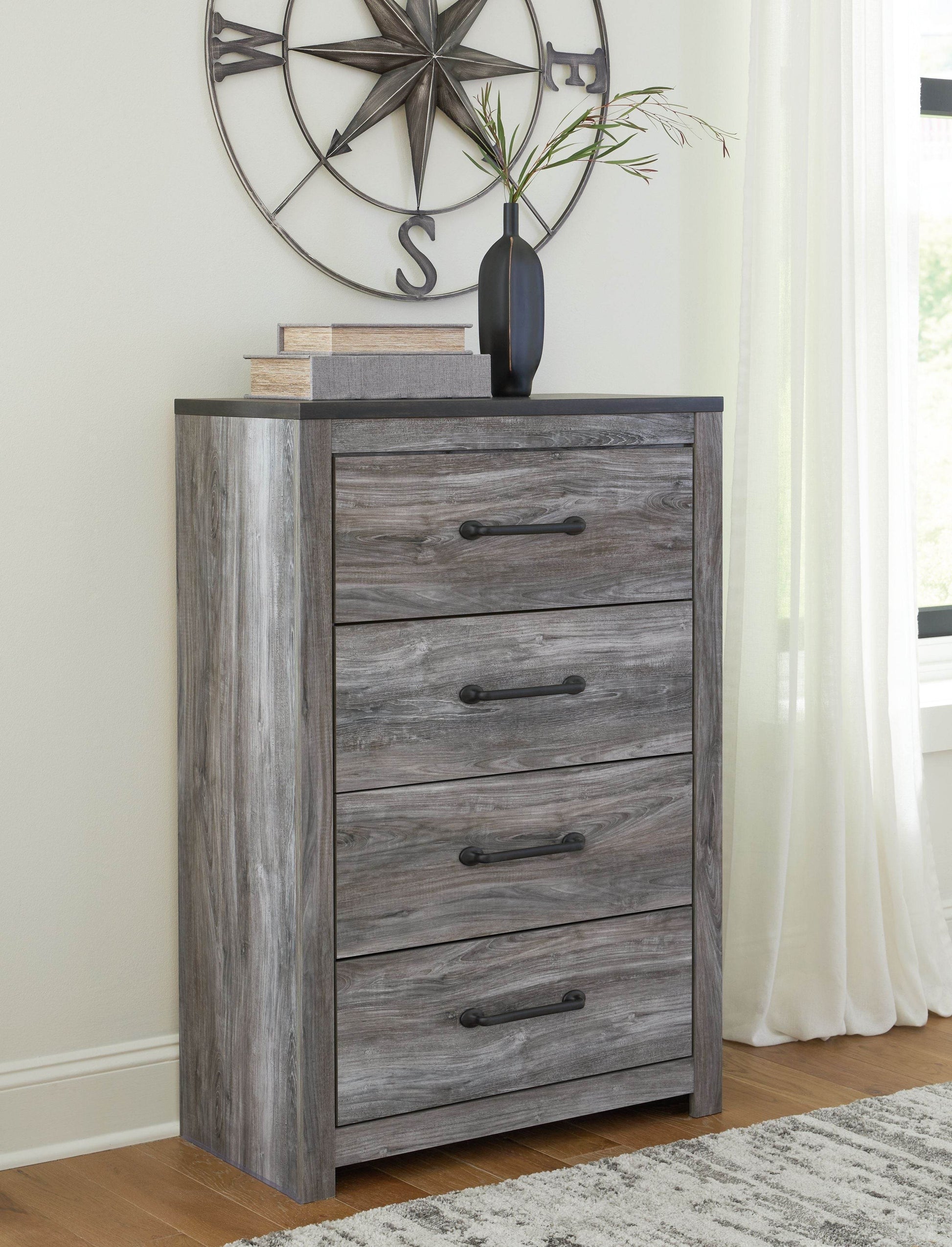 Bronyan Four Drawer Chest - Dark Gray-Accent Chests-DECOROLALA