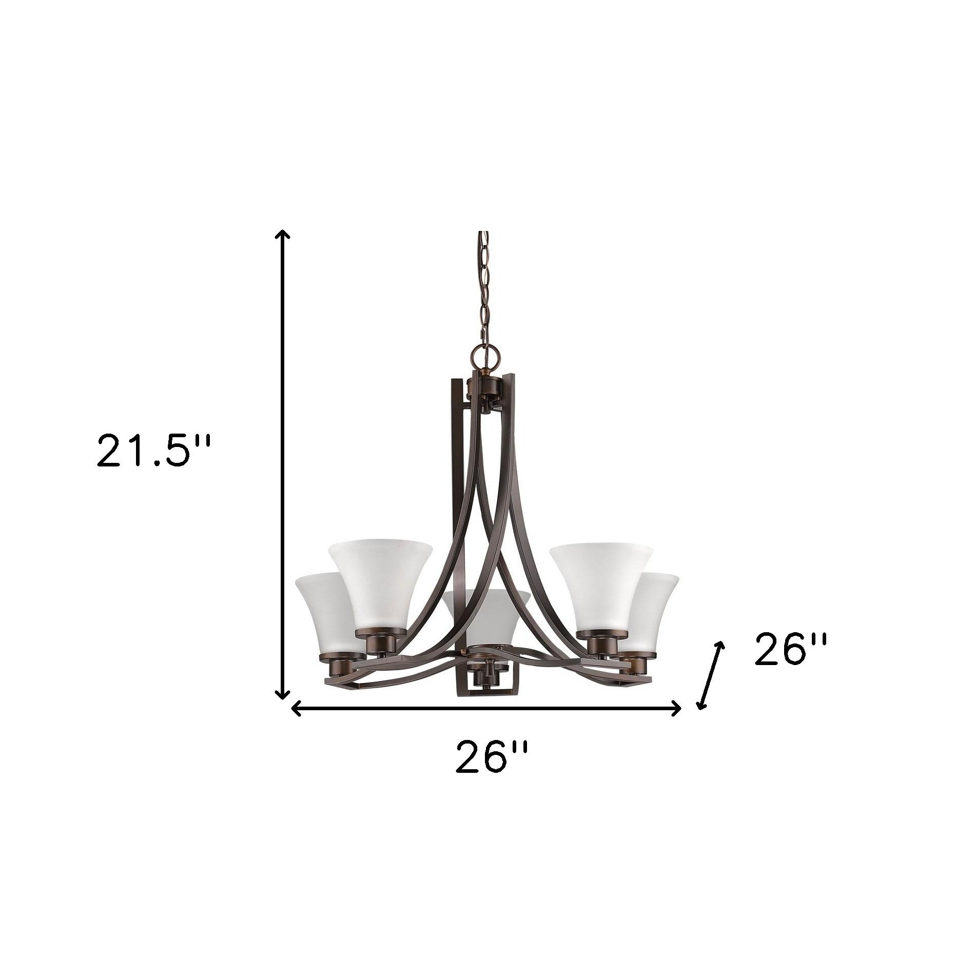 Bronze Candle Style Five Light Frosted Metal Dimmable Chandelier With White Shades-Chandeliers-DECOROLALA