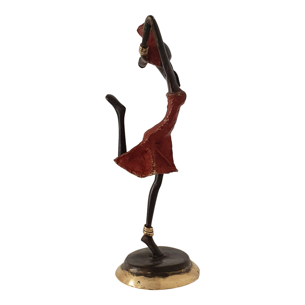 Bronze Figurine of an African Dancer in Red Dress-Sculptures-DECOROLALA