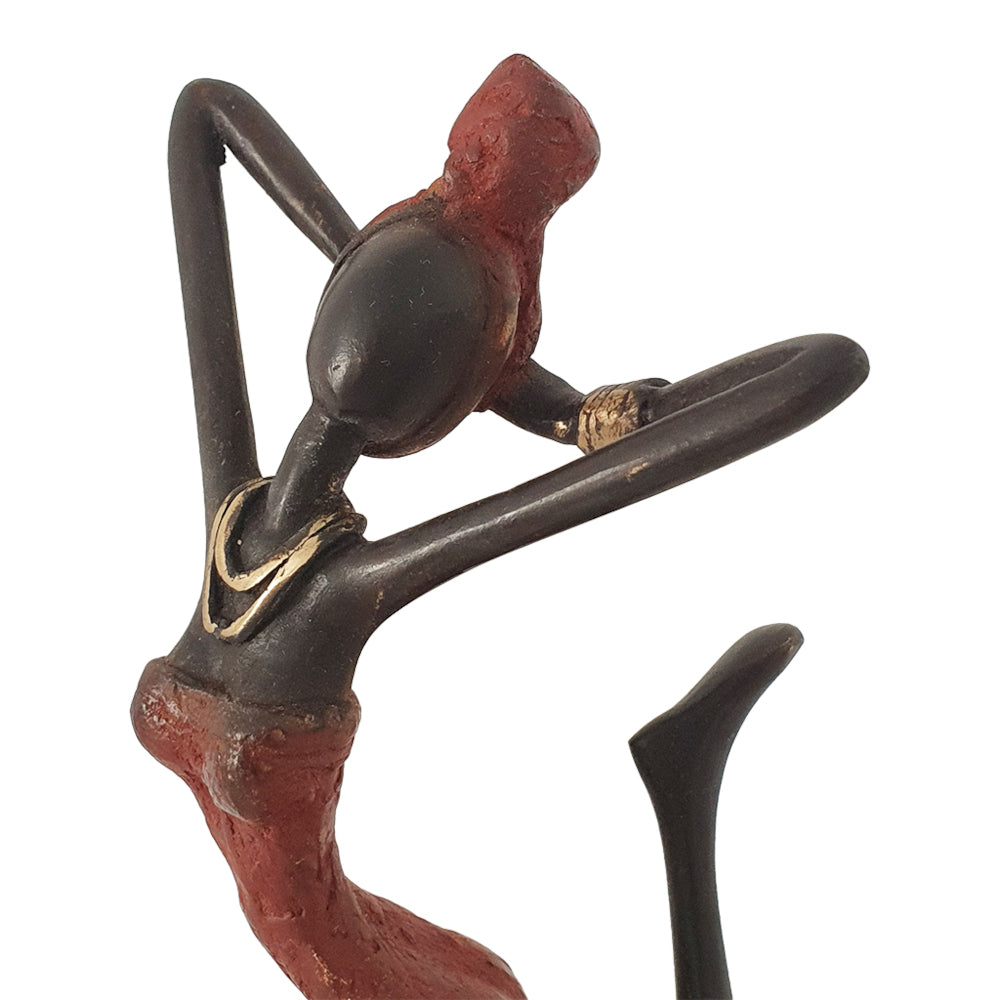 Bronze Figurine of an African Dancer in Red Dress-Sculptures-DECOROLALA