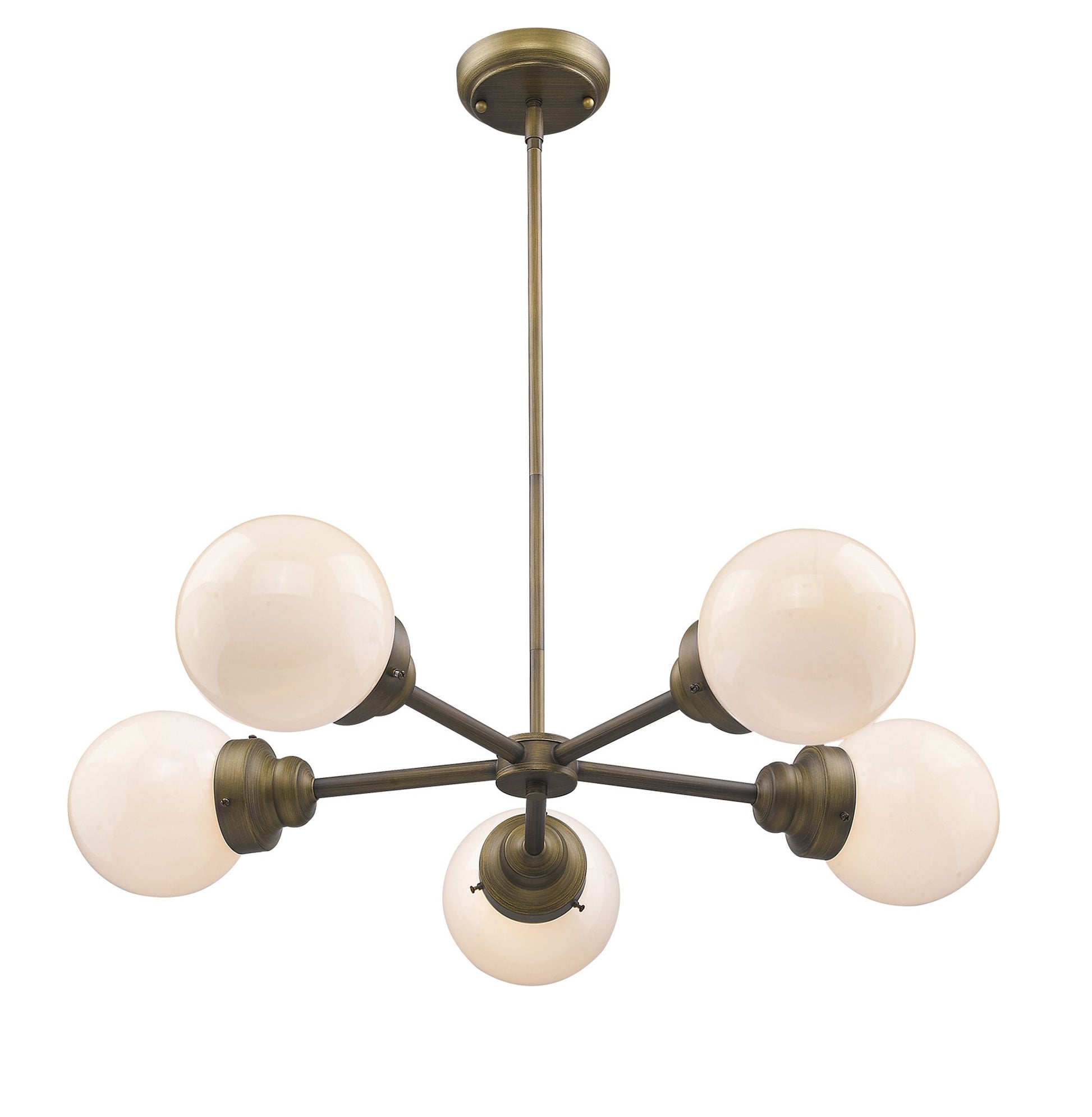 Bronze Five Light Metal Dimmable Chandelier With White Shades-Chandeliers-DECOROLALA