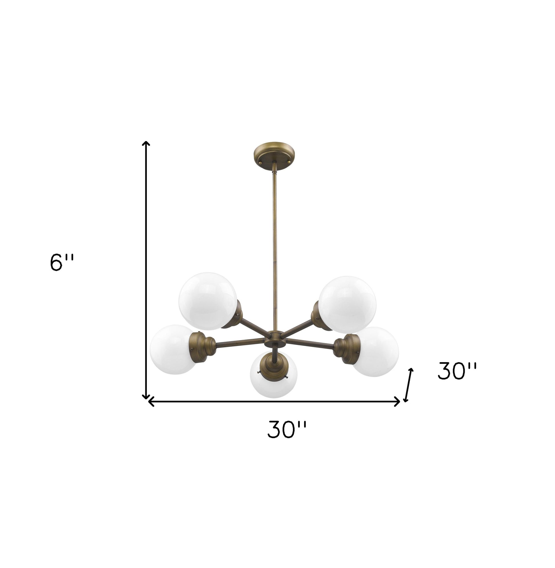 Bronze Five Light Metal Dimmable Chandelier With White Shades-Chandeliers-DECOROLALA
