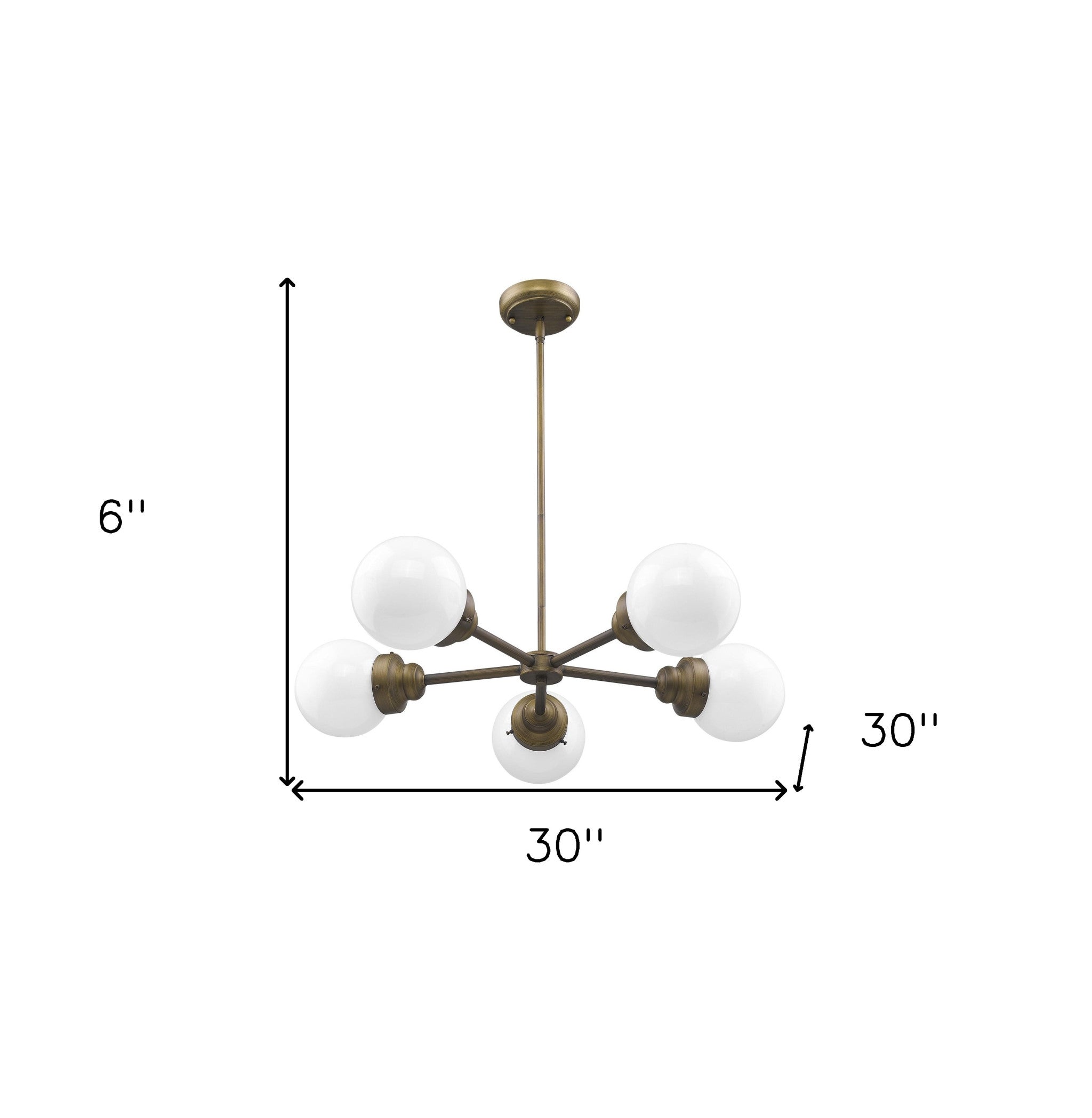 Bronze Five Light Metal Dimmable Chandelier With White Shades-Chandeliers-DECOROLALA