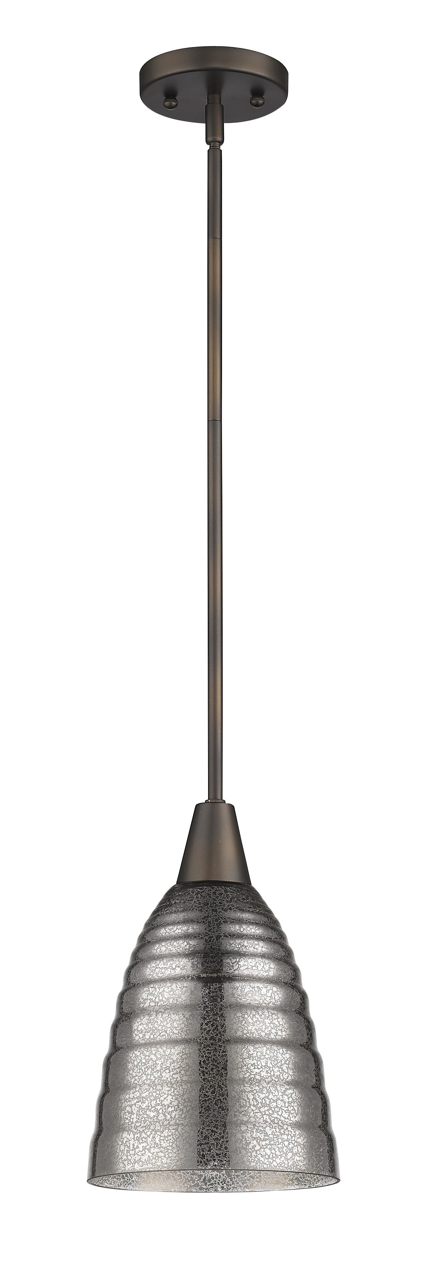 Bronze Hanging Light with Ribbed Pebbled Glass Shade-Chandeliers-DECOROLALA