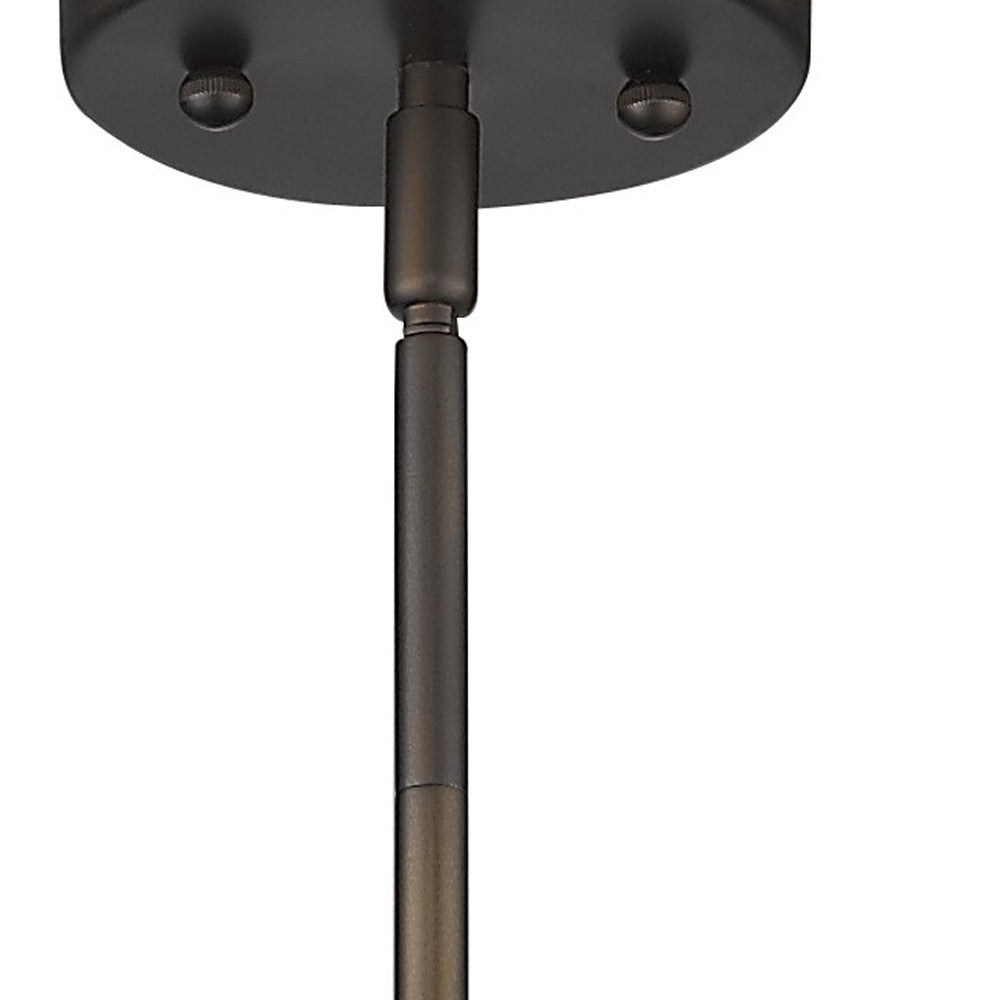 Bronze Hanging Light with Ribbed Pebbled Glass Shade-Chandeliers-DECOROLALA