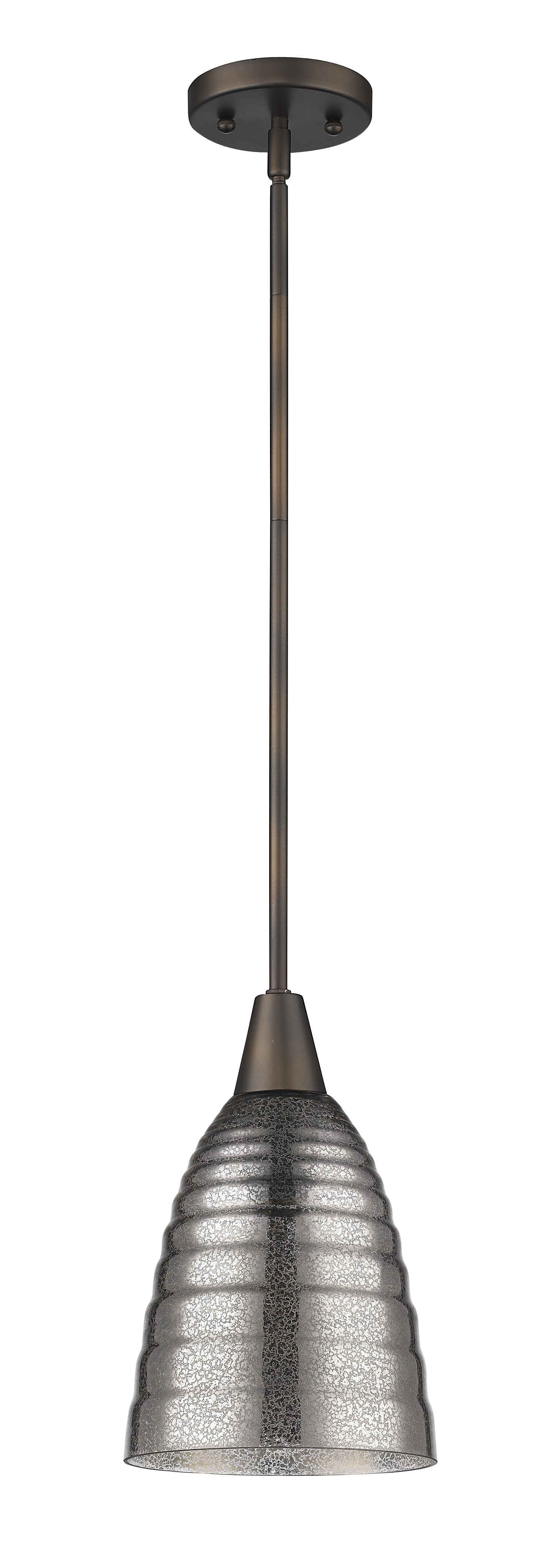 Bronze Hanging Light with Ribbed Pebbled Glass Shade-Chandeliers-DECOROLALA