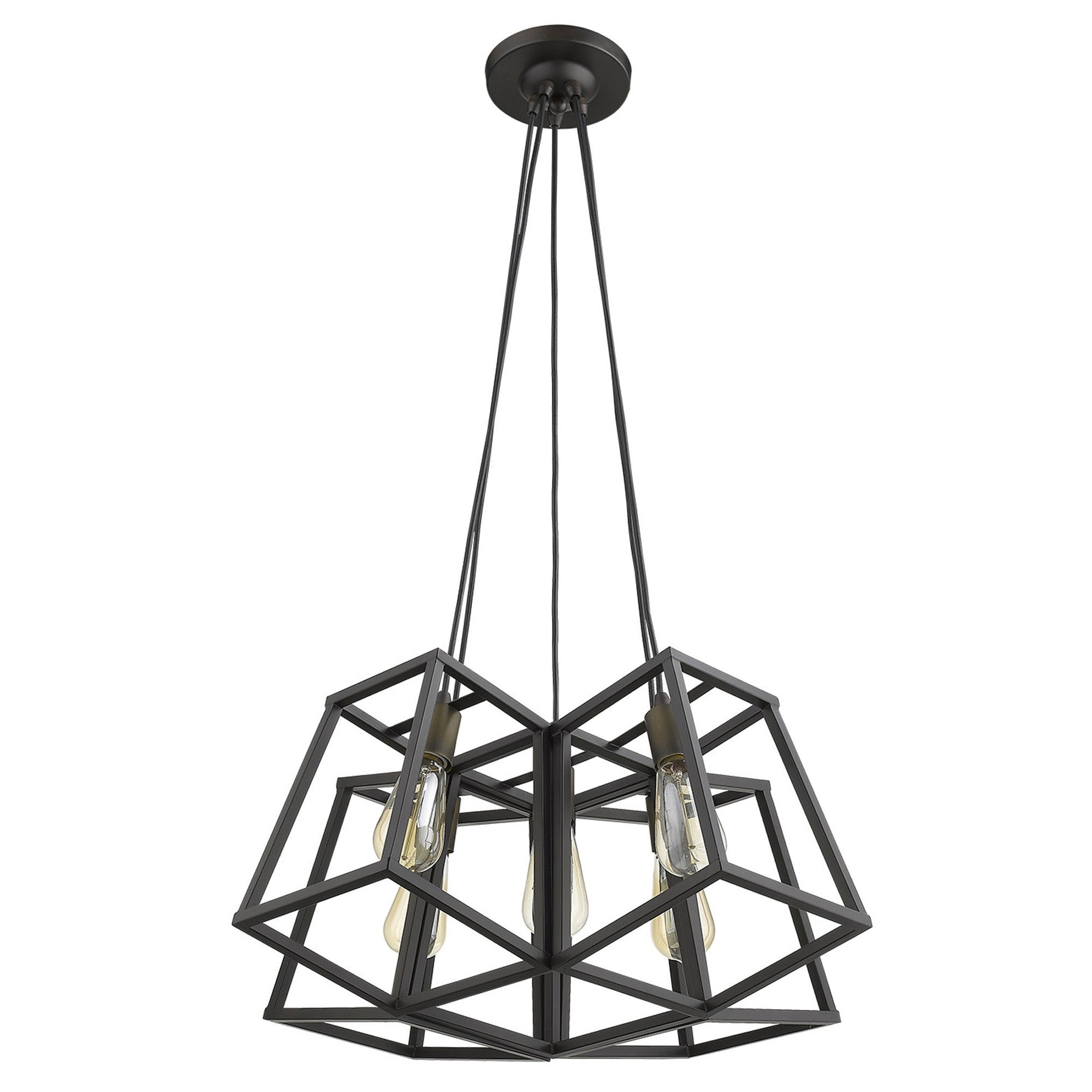 Bronze Lantern Five Light Metal Dimmable Chandelier-Chandeliers-DECOROLALA