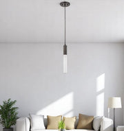 Bronze Pendant Hanging Light with Frosted Glass Shade-Pendants-Hanging Lights-DECOROLALA