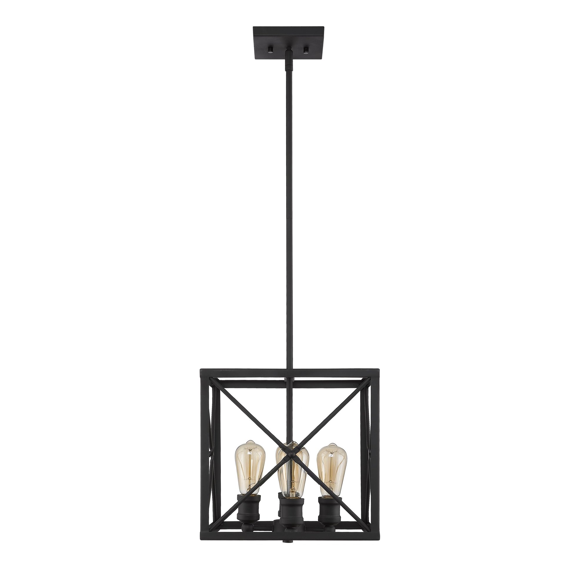 Brooklyn 4-Light Matte Black Pendant With Metal Framework Shade-Pendants-Hanging Lights-DECOROLALA