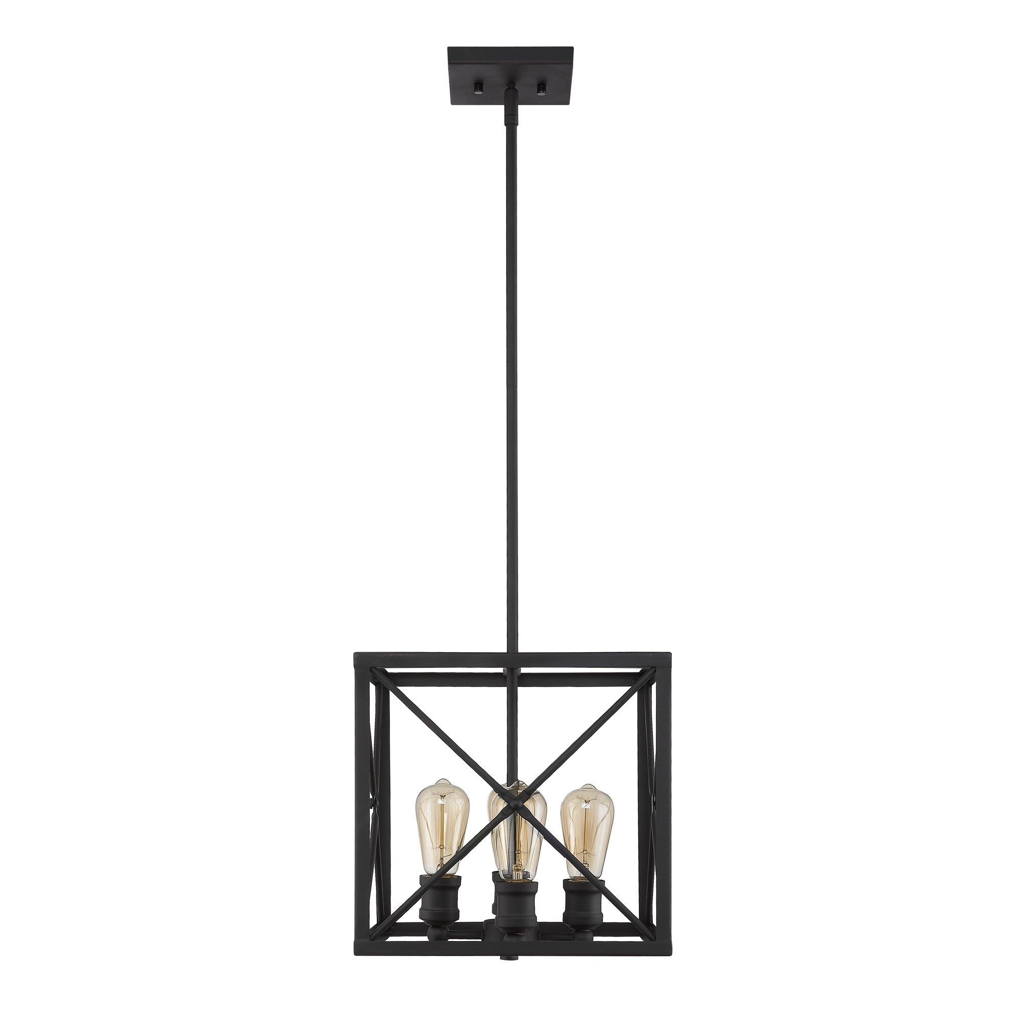 Brooklyn 4-Light Matte Black Pendant With Metal Framework Shade-Pendants-Hanging Lights-DECOROLALA