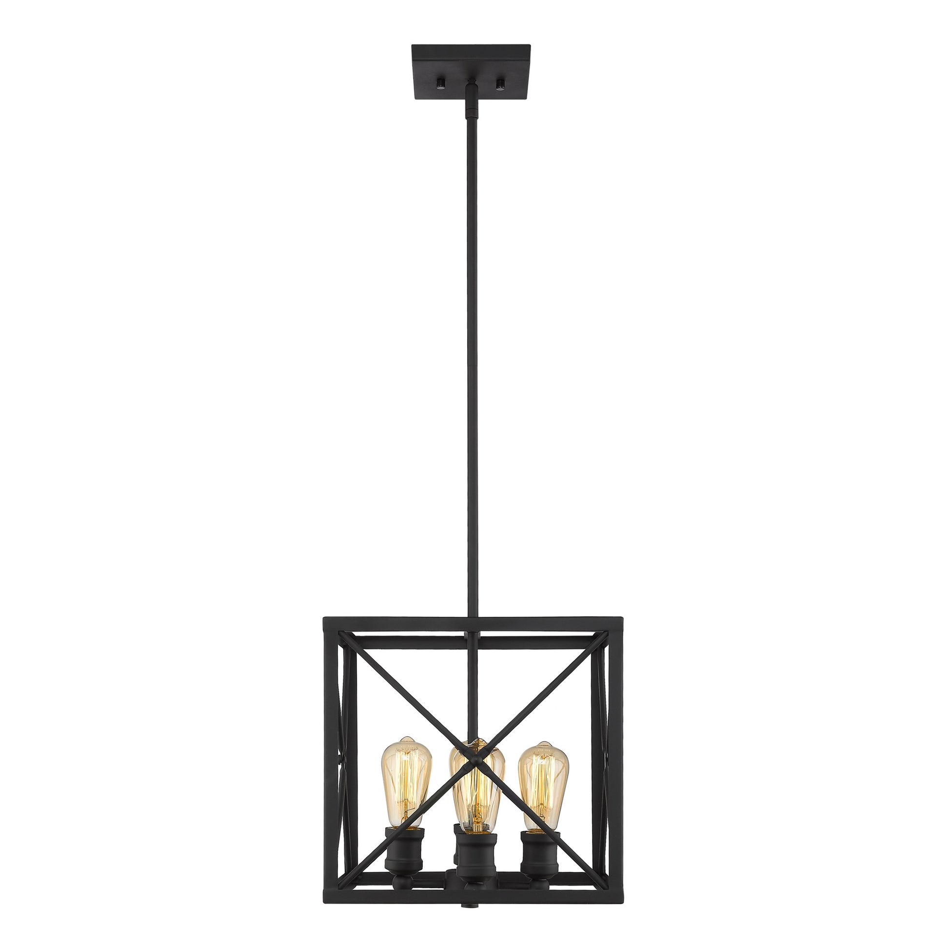 Brooklyn 4-Light Matte Black Pendant With Metal Framework Shade-Pendants-Hanging Lights-DECOROLALA
