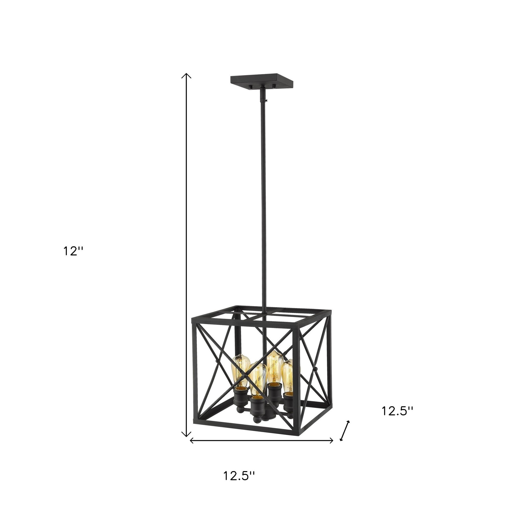 Brooklyn 4-Light Matte Black Pendant With Metal Framework Shade-Pendants-Hanging Lights-DECOROLALA