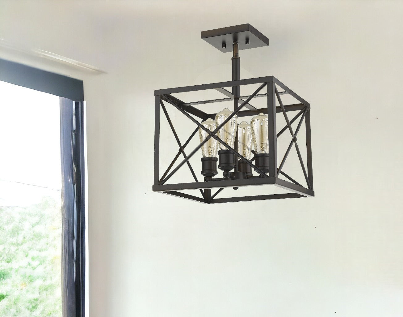 Brooklyn 4-Light Oil-Rubbed Bronze Convertible Pendant-Pendants-Hanging Lights-DECOROLALA