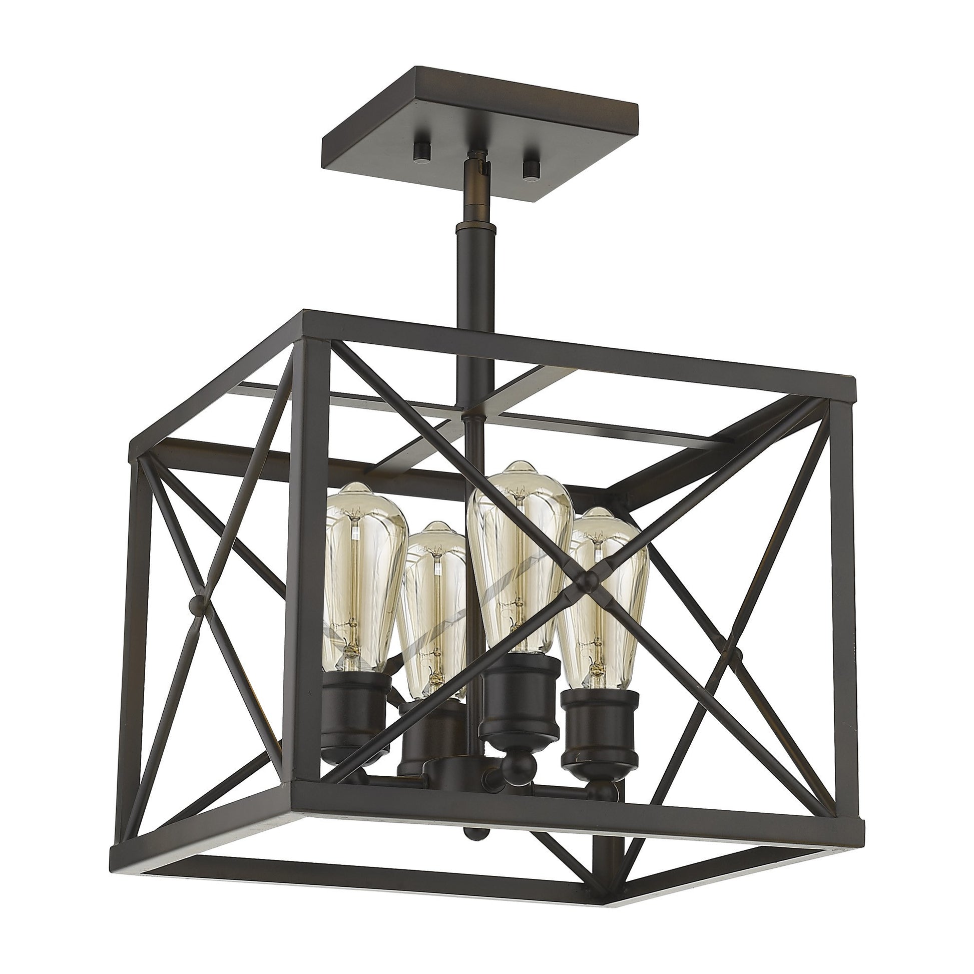Brooklyn 4-Light Oil-Rubbed Bronze Convertible Pendant-Pendants-Hanging Lights-DECOROLALA