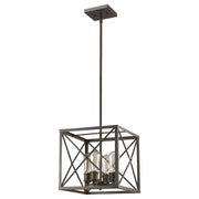 Brooklyn 4-Light Oil-Rubbed Bronze Pendant With Metal Framework Shade-Pendants-Hanging Lights-DECOROLALA