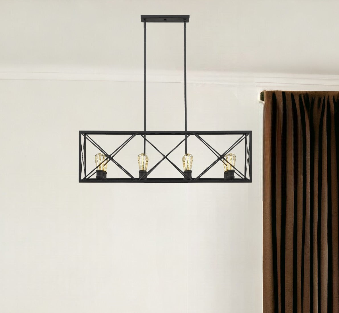 Brooklyn 8-Light Matte Black Island Pendant With Metal Framework Shade-Pendants-Hanging Lights-DECOROLALA