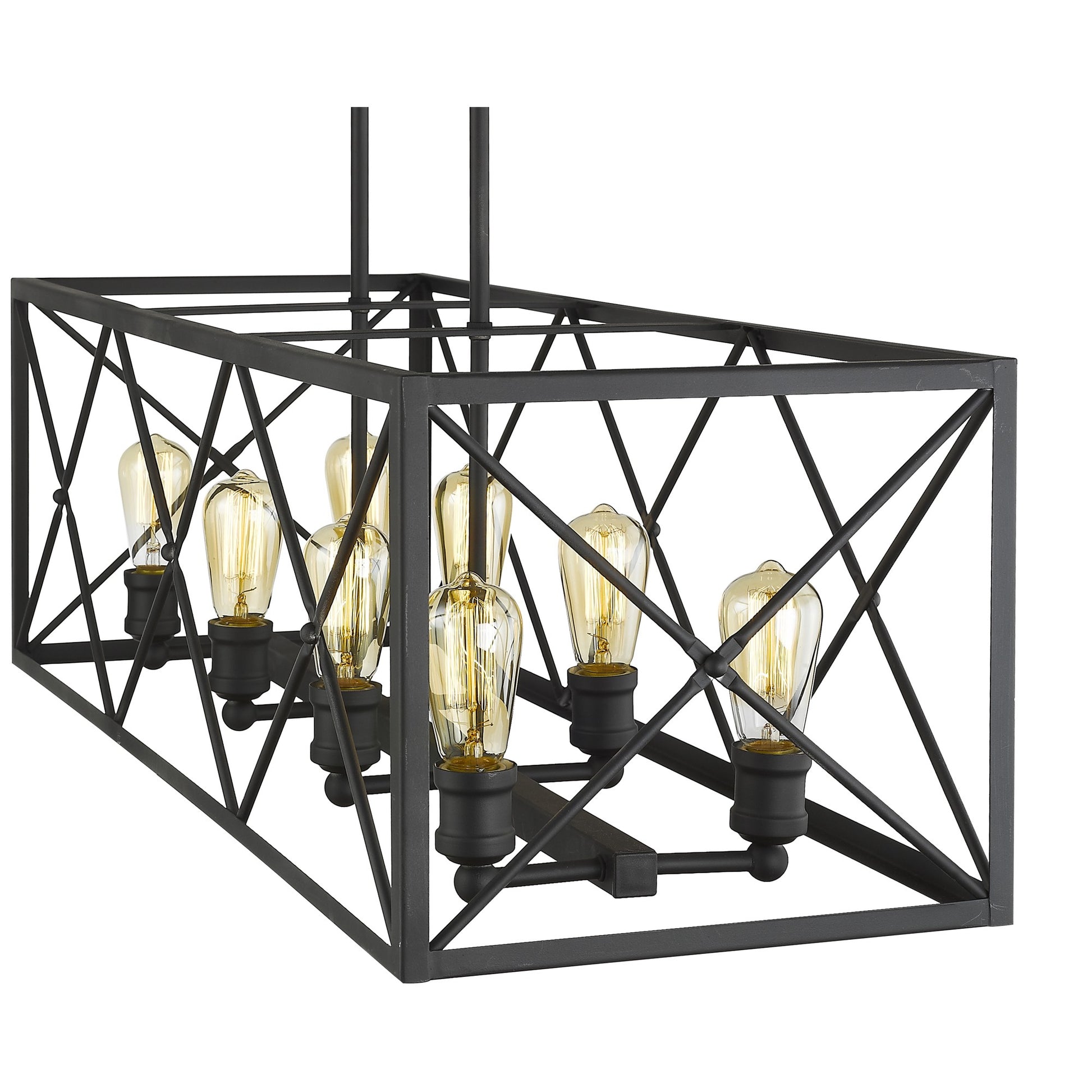 Brooklyn 8-Light Matte Black Island Pendant With Metal Framework Shade-Pendants-Hanging Lights-DECOROLALA