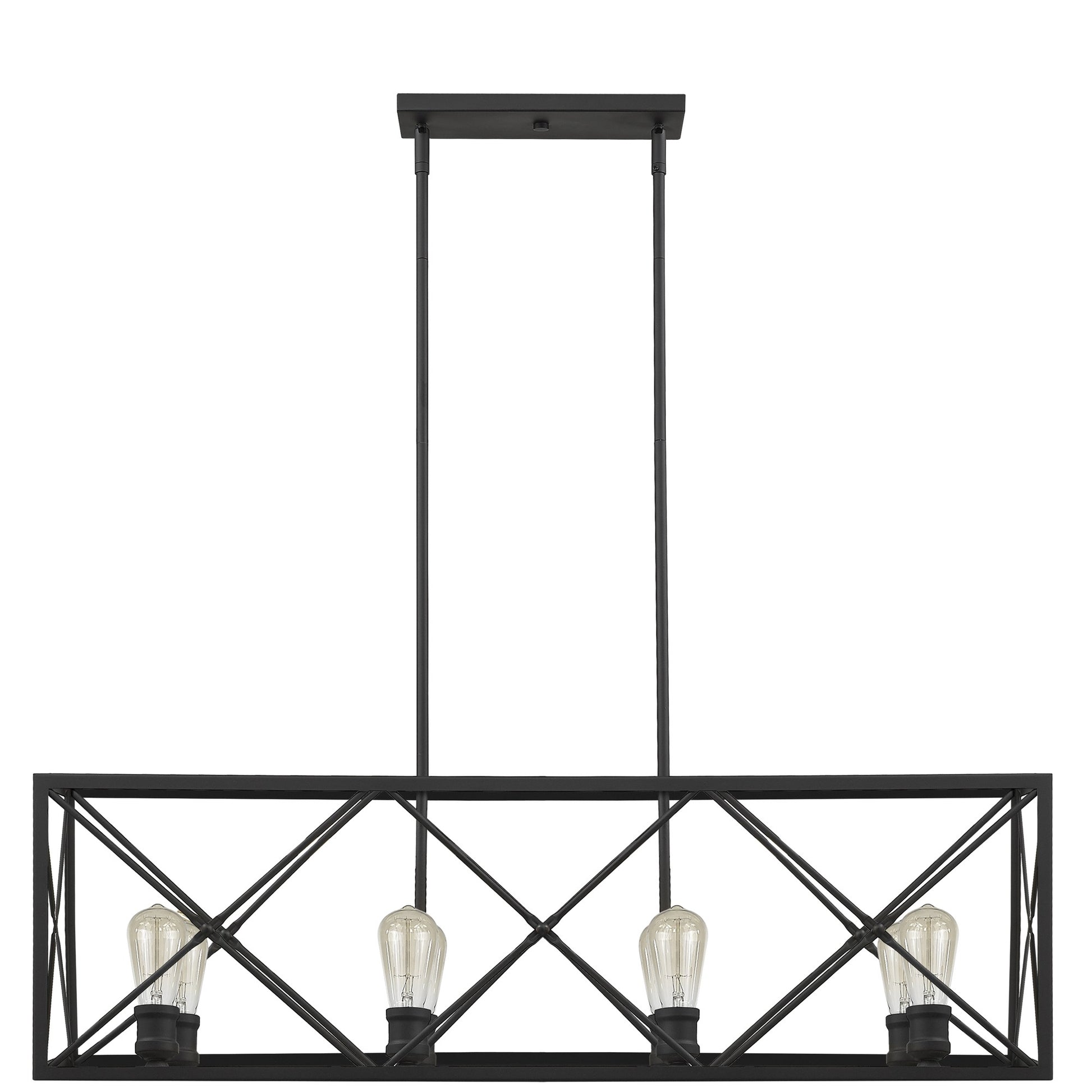 Brooklyn 8-Light Matte Black Island Pendant With Metal Framework Shade-Pendants-Hanging Lights-DECOROLALA